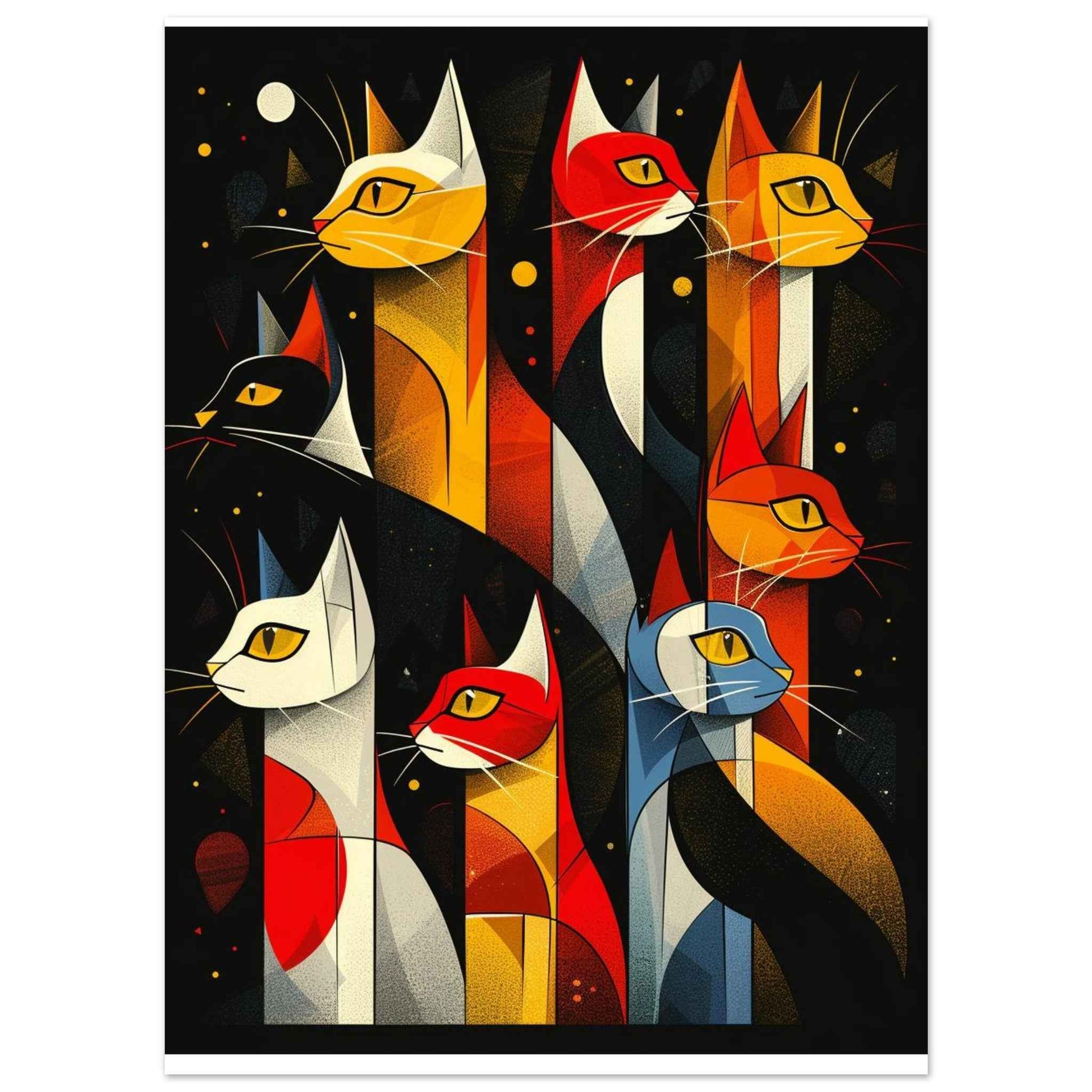 "Abstract Felines" Poster – Modern Pop Art Wall Decor (Multiple Sizes Available)