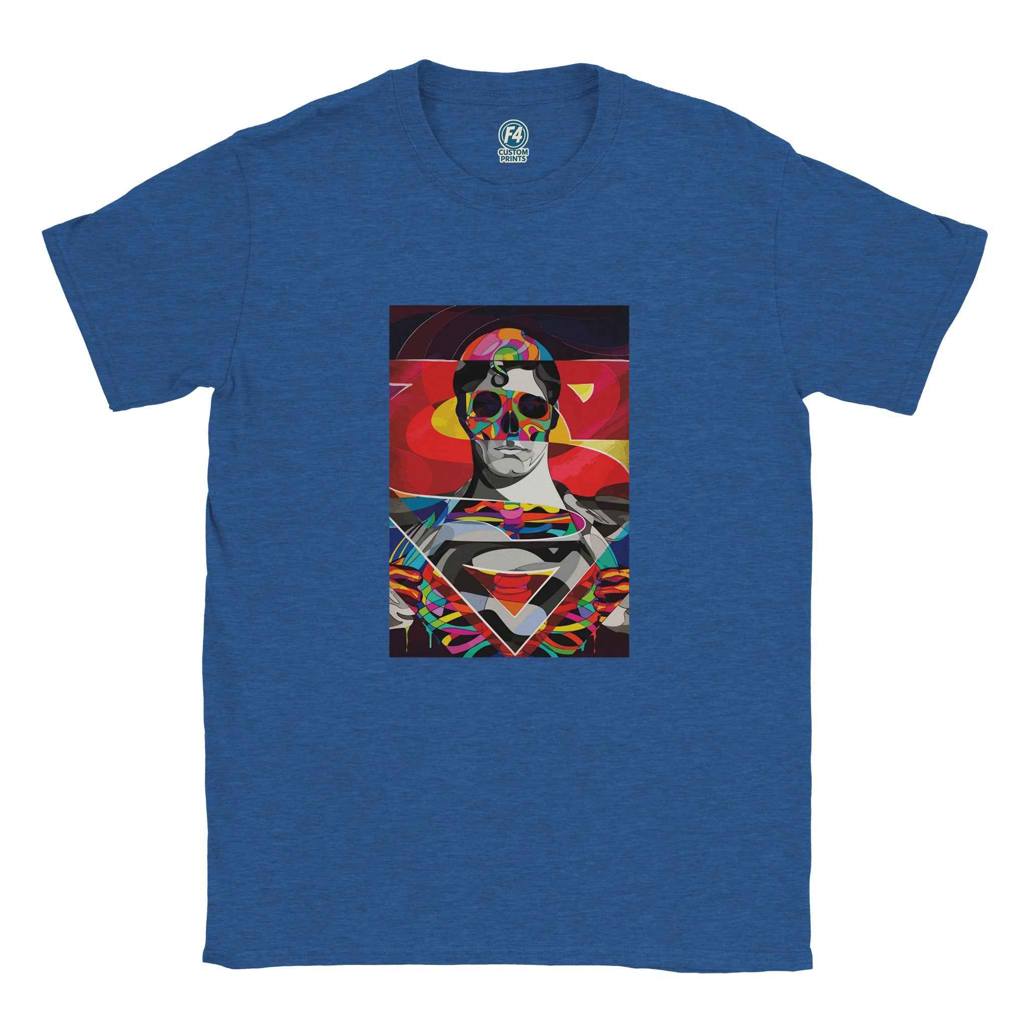Abstract Superman T-Shirt – Heroic Pop Art Comic-Inspired Graphic Tee in Vibrant Hues