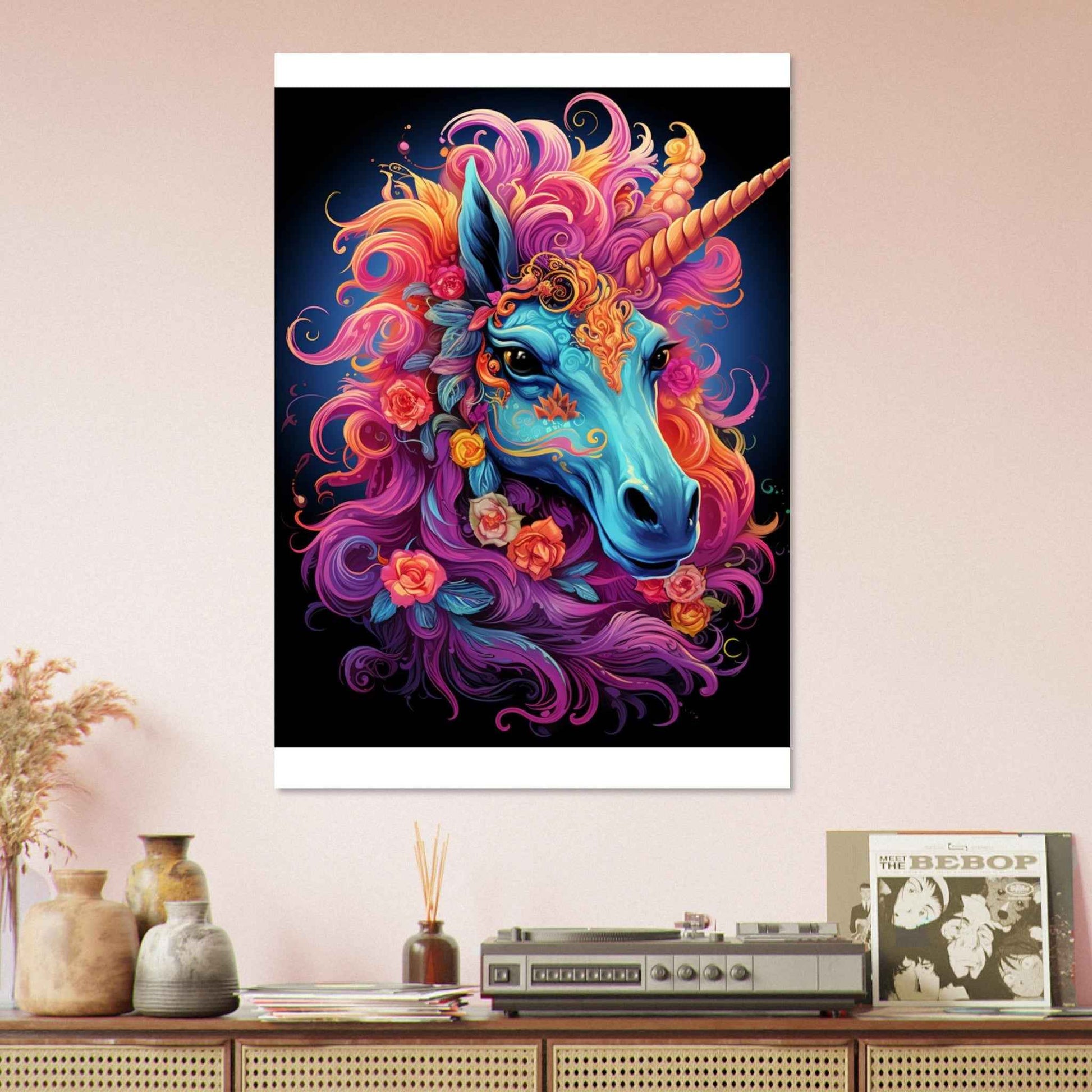 Neon Unicorn Dream Poster – Vibrant Fantasy Wall Art (Multiple Sizes Available)