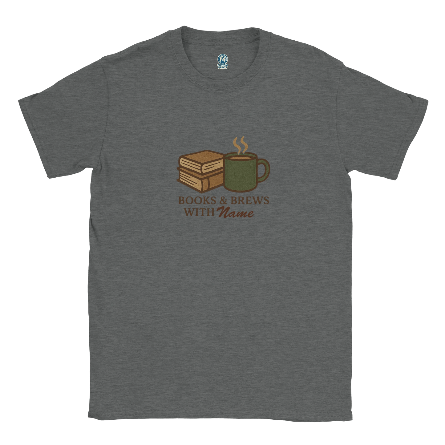 Books and Brews Personalized Bookish Shirt – Cozy Reading Coffee Tee - F4 Custom Prints