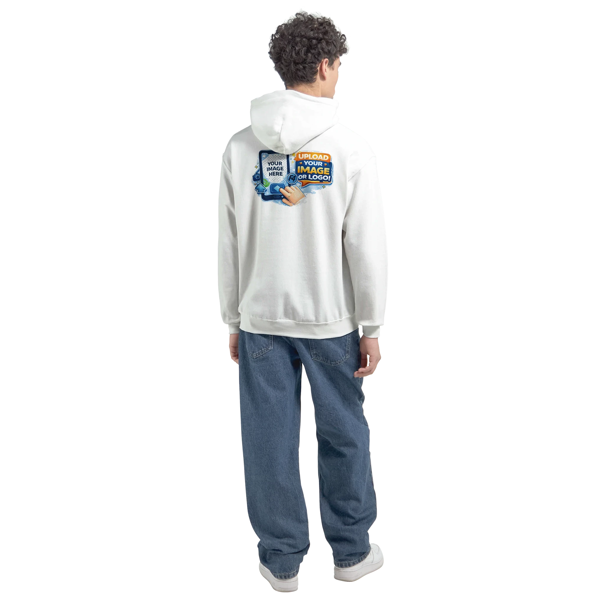 Custom Logo White Hoodie – Front & Back Print