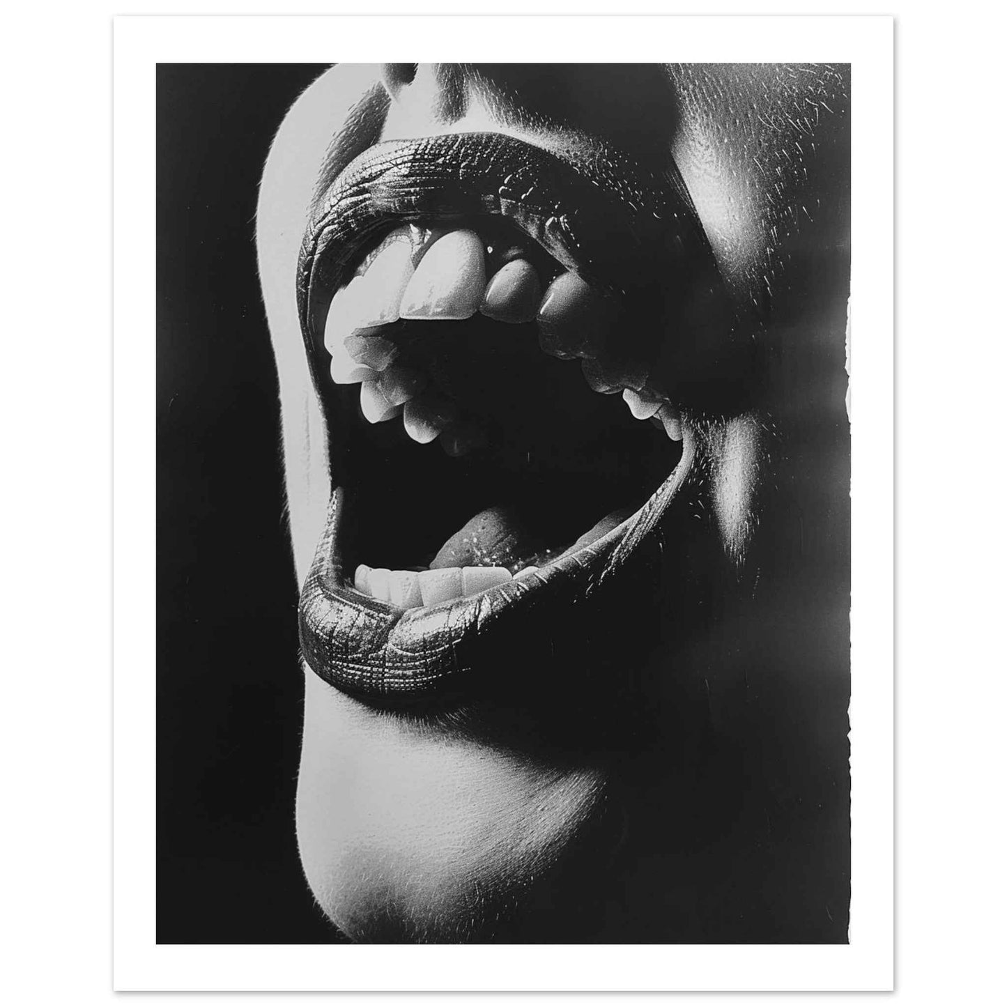 “Open Mouth” Poster – Dramatic Black & White Wall Art (Multiple Sizes Available)
