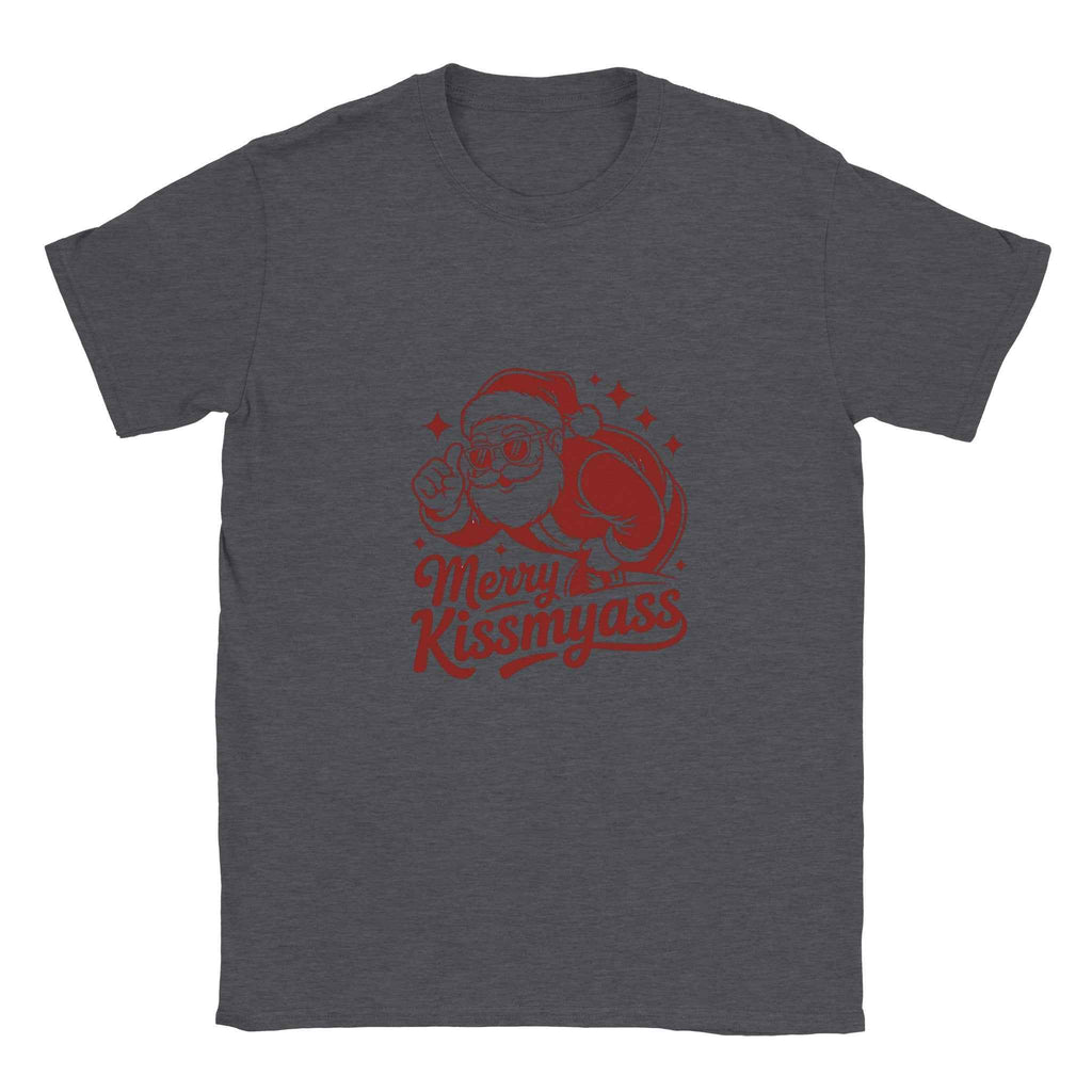 Merry Kissmyass Santa Christmas Shirt – Snarky Holiday Graphic Tee in Your Choice of Festive Hues
