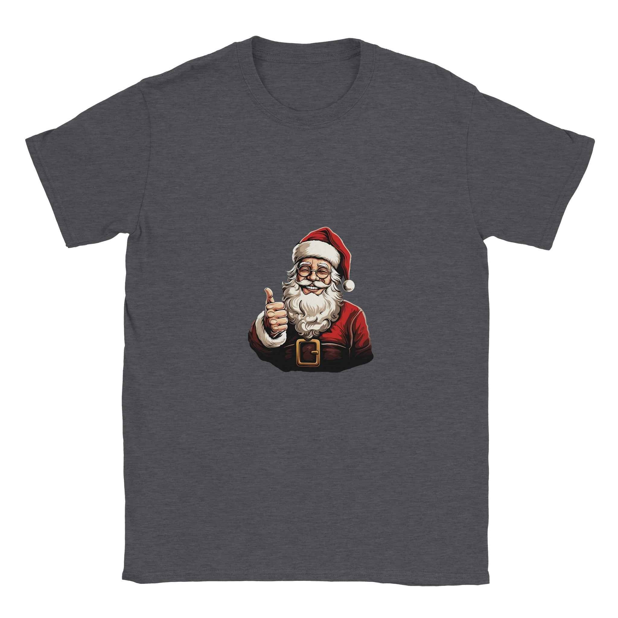 Jolly Santa Thumbs Up Christmas Tee – Festive Holiday Graphic Shirt in Multiple Colors