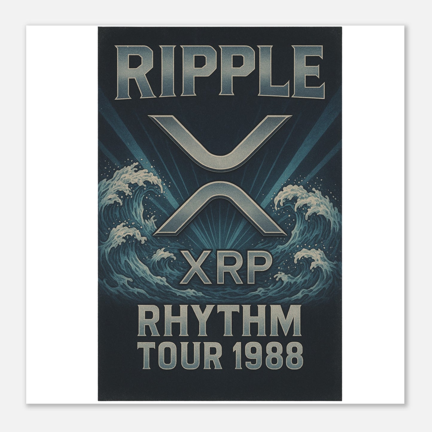 XRP Crypto Art Poster – “Rhythm Tour 1988” Retro Concert Aesthetic - F4 Custom Prints