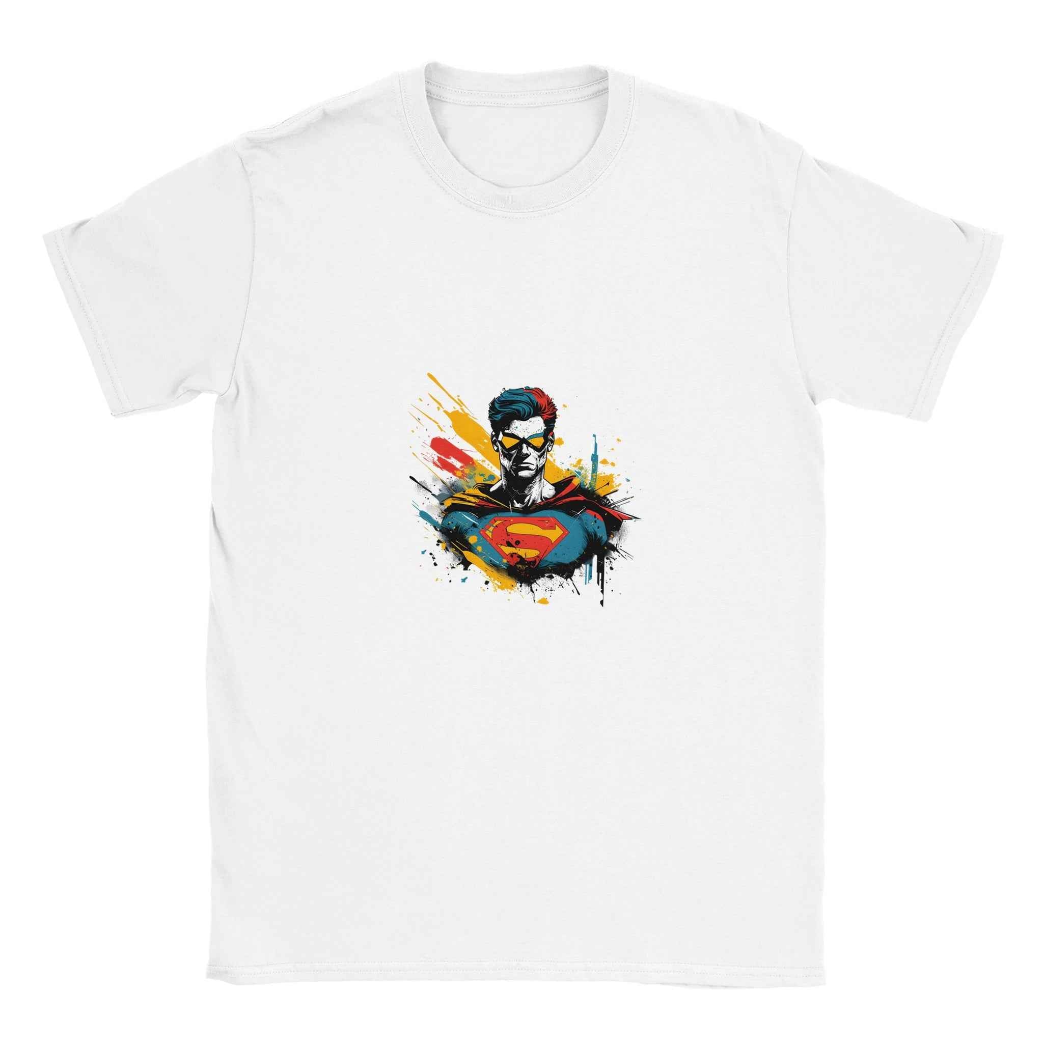 Superman Pop Art Splash T-Shirt – Heroic Comic-Inspired Graphic Tee in Multiple Colors & Sizes