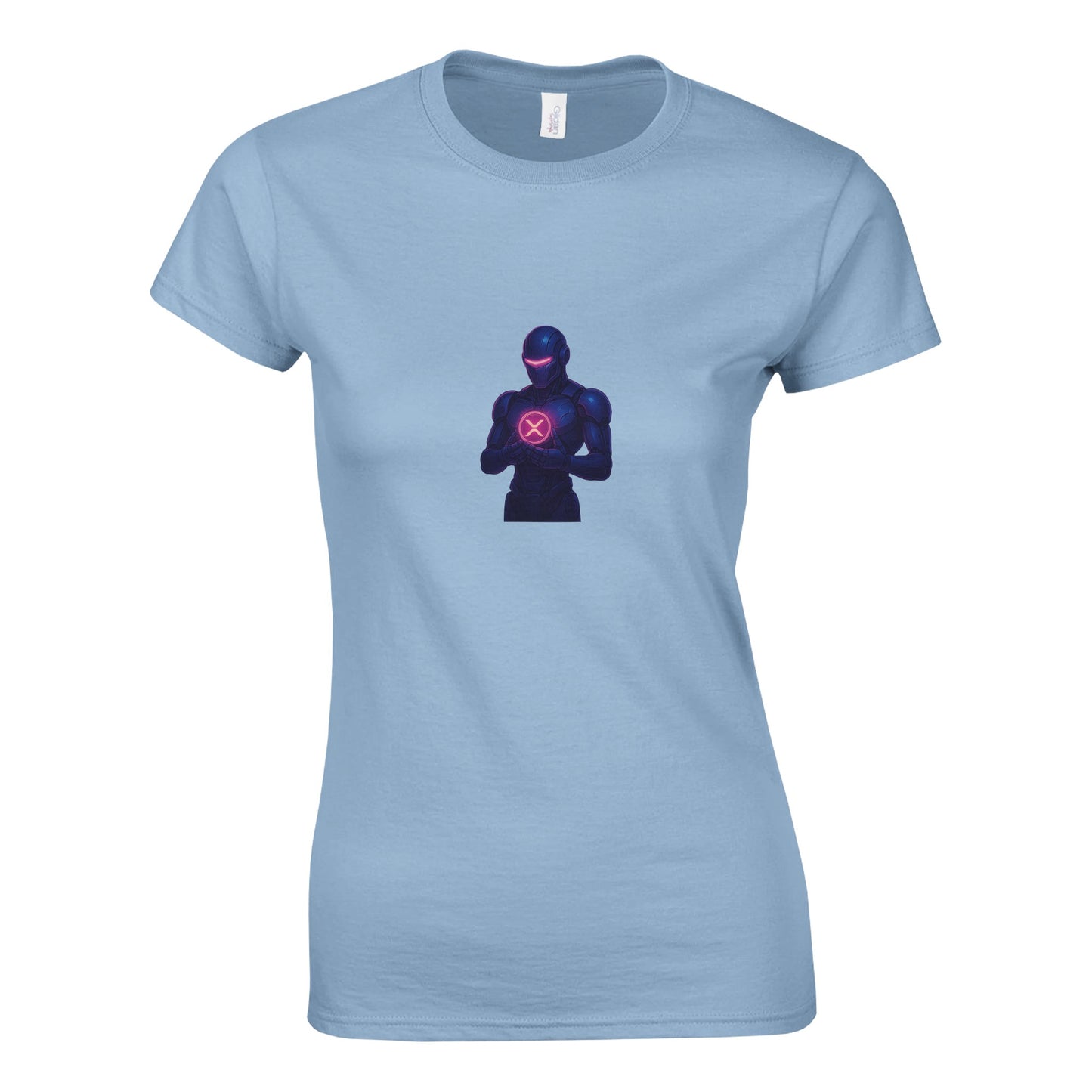 XRP Women’s T-Shirt – Robotic Guardian Crypto Tee - F4 Custom Prints
