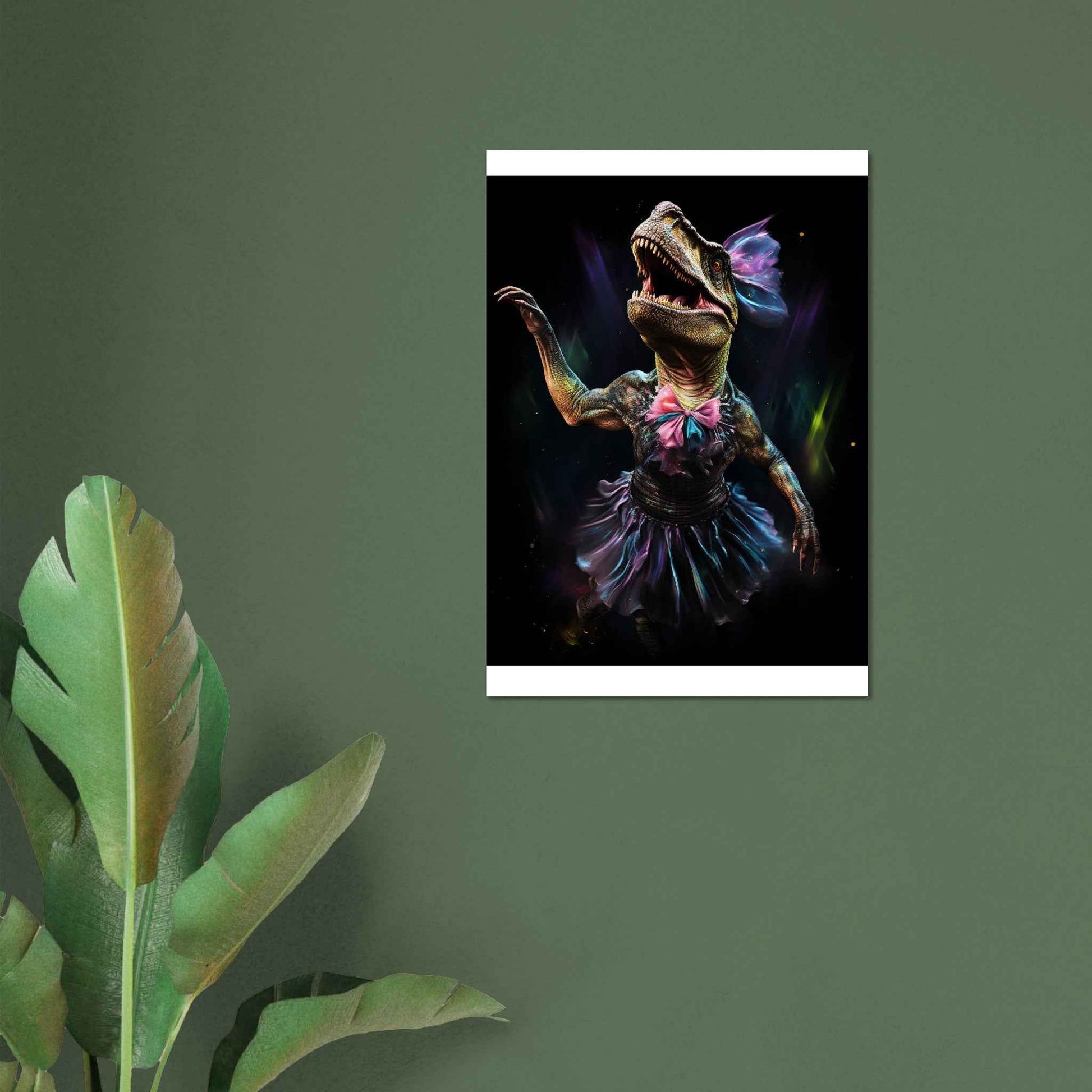“Prima Raptor” Poster – Whimsical Dinosaur Ballerina Wall Art (Multiple Sizes Available)