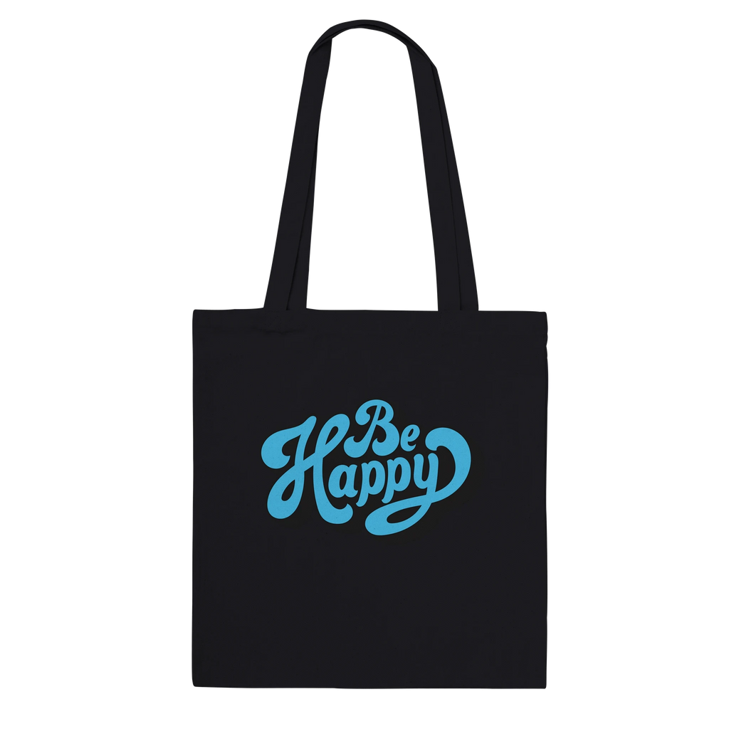 Be Happy Script Tote Bag