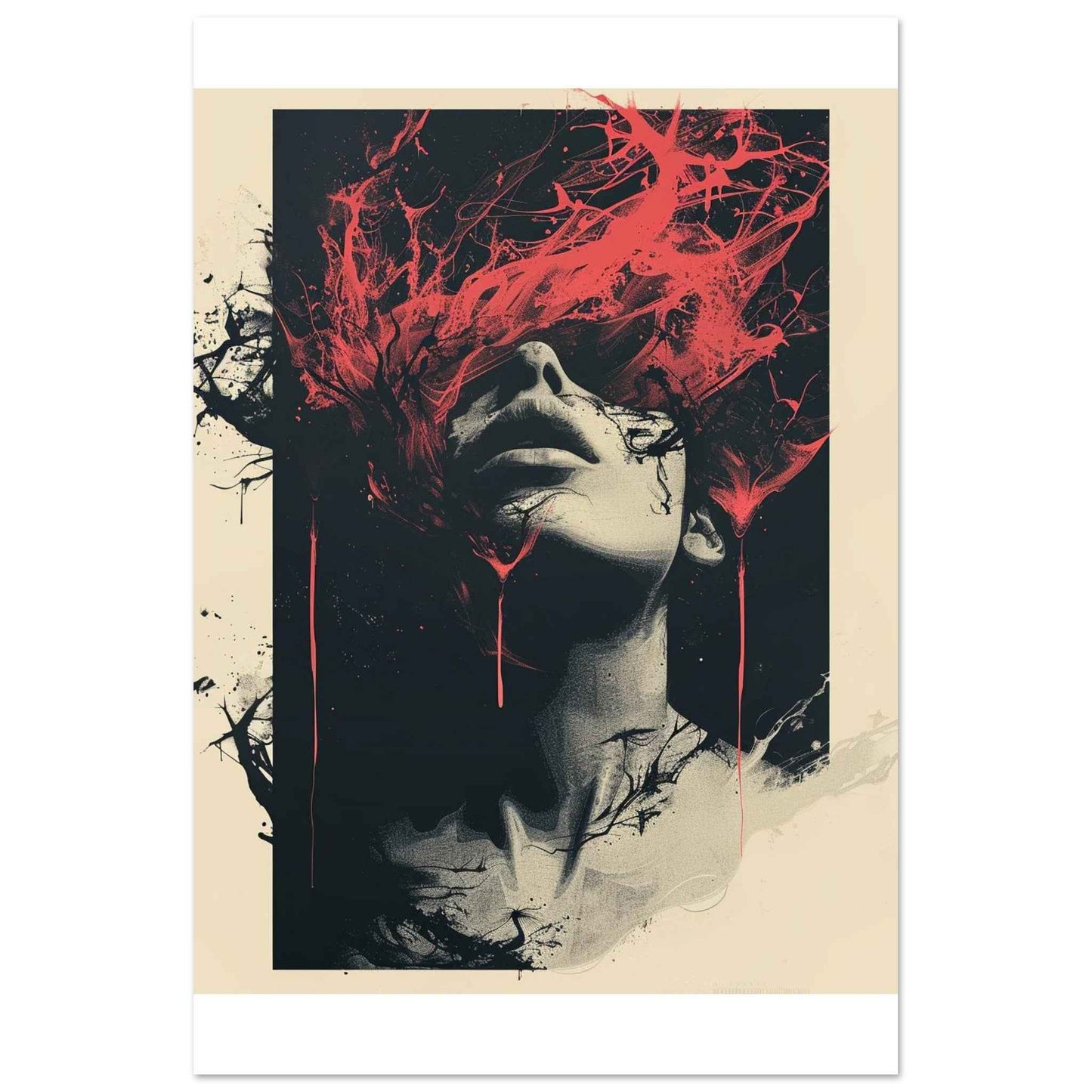 "Crimson Flow" Poster – Abstract Expressionist Wall Art (Multiple Sizes Available)