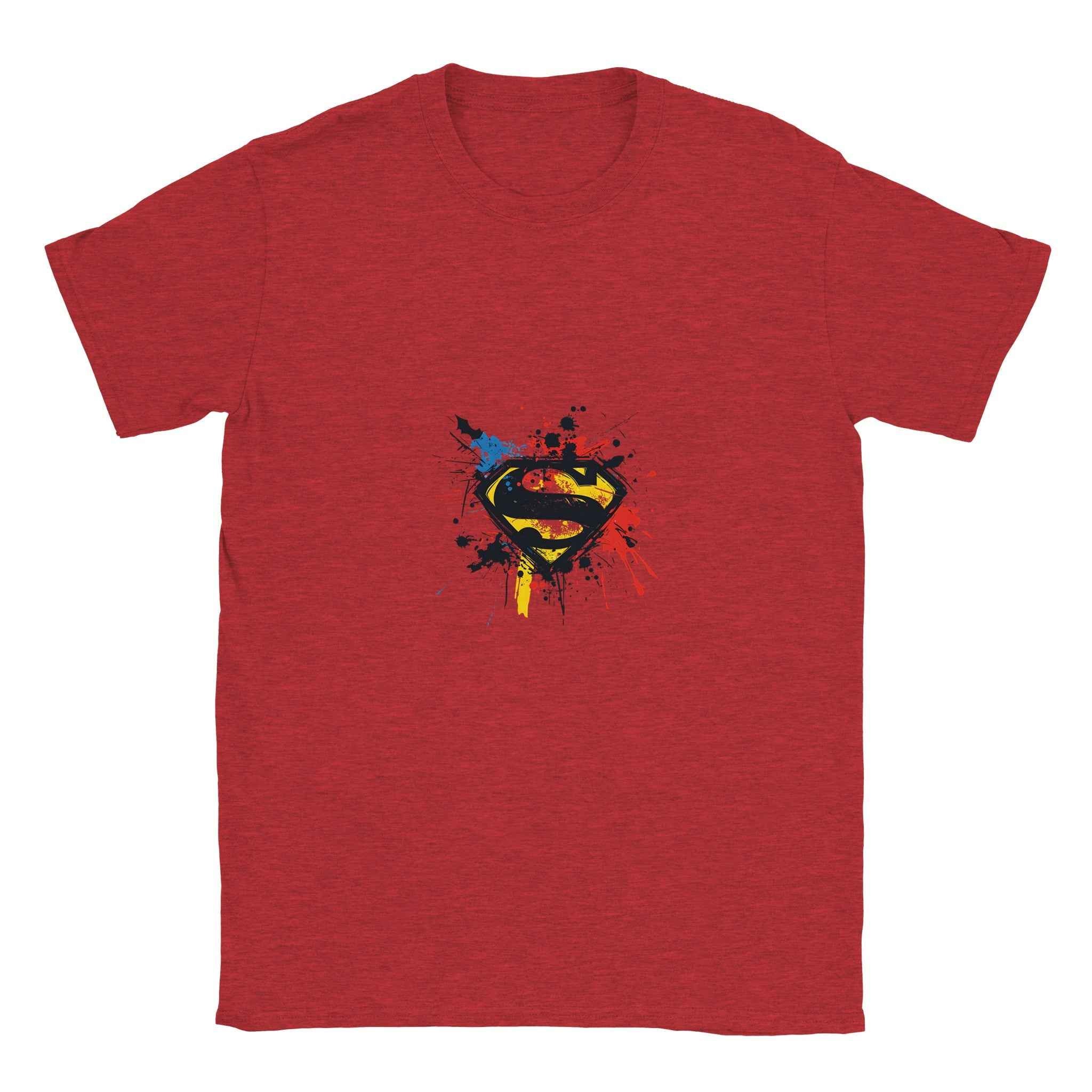 Superman Splatter Crest T-Shirt – Heroic Comic-Inspired Splatter Graphic Tee