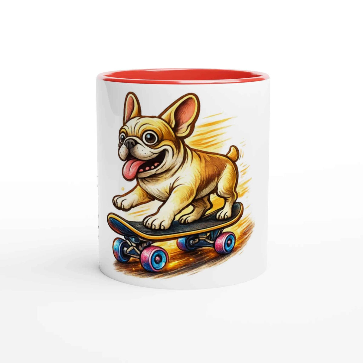 Skater Frenchie 11oz Coffee Mug with Color Inside