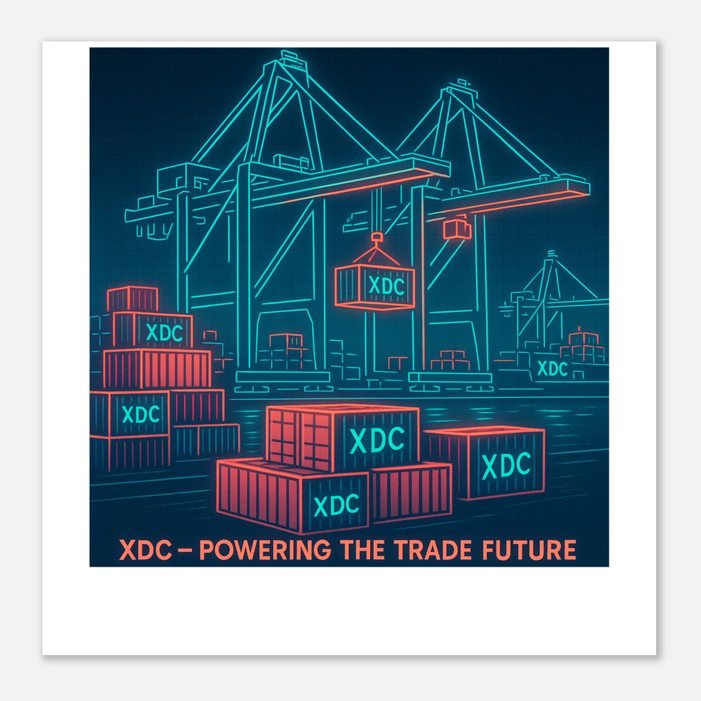 XDC Powering Trade Future Poster – Neon Tech Crypto Wall Art - F4 Custom Prints
