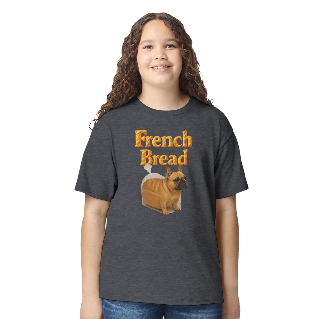 Kids Funny French Bread Bulldog T-Shirt