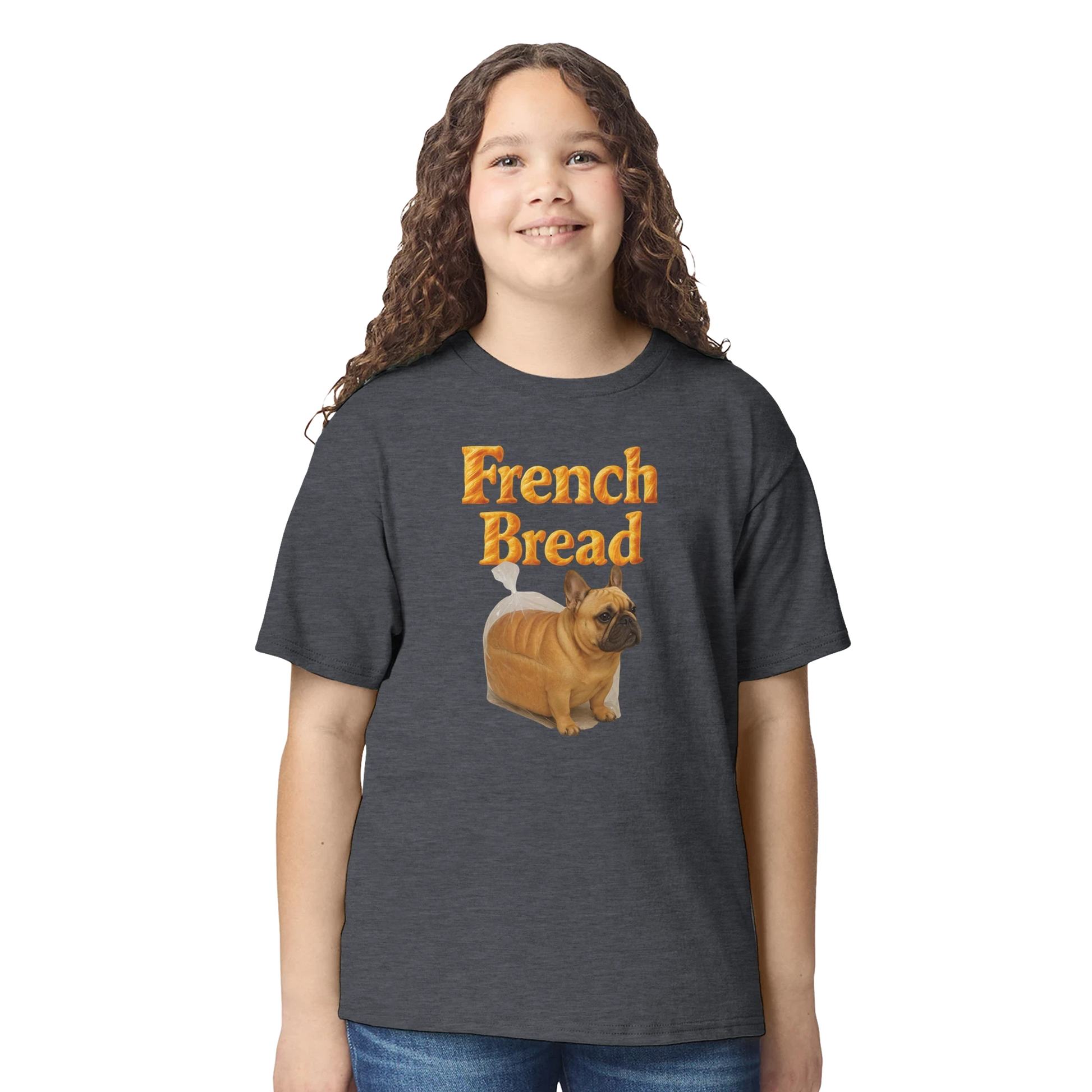 Kids Funny French Bread Bulldog T-Shirt