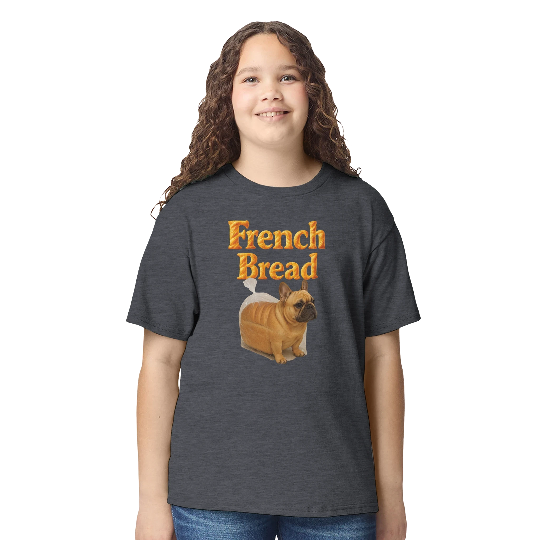 Kids Funny French Bread Bulldog T-Shirt