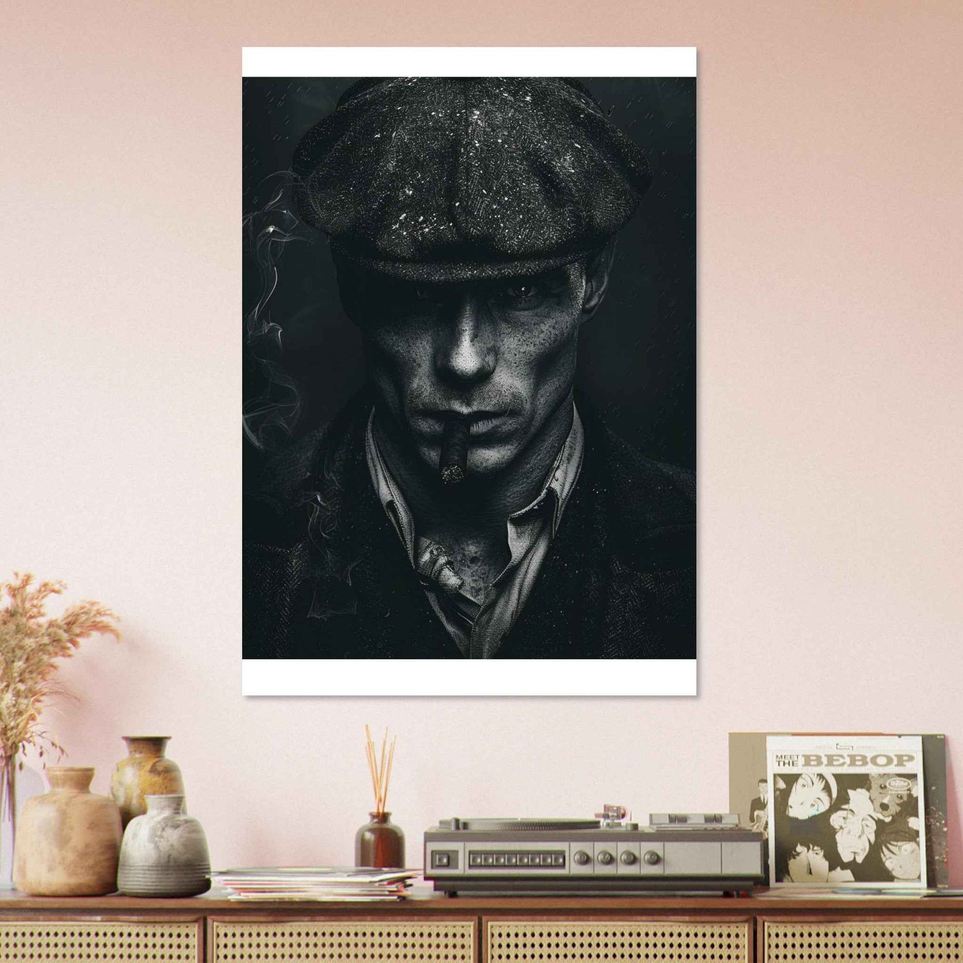 "The Gangster's Gaze" Poster – Moody Black & White Cinematic Wall Art (Multiple Sizes Available)