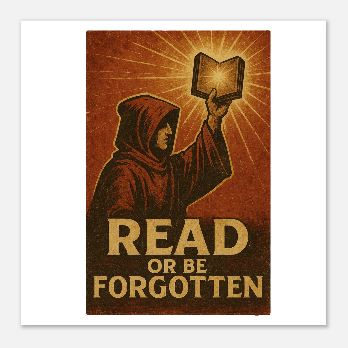 Retro Reader Art Poster – “Read or Be Forgotten” Literary Wall Print - F4 Custom Prints