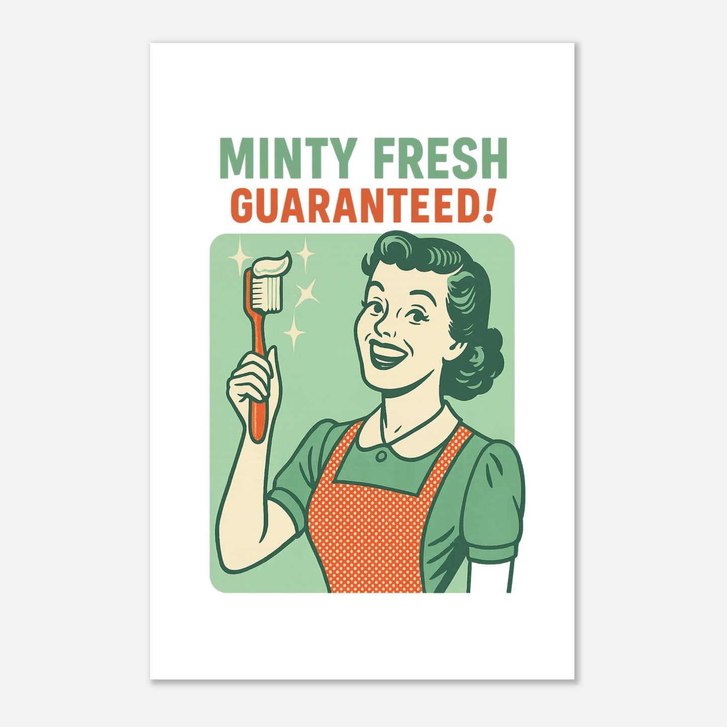 Vintage Dental Art Poster – “Minty Fresh Guaranteed” Retro Style - F4 Custom Prints