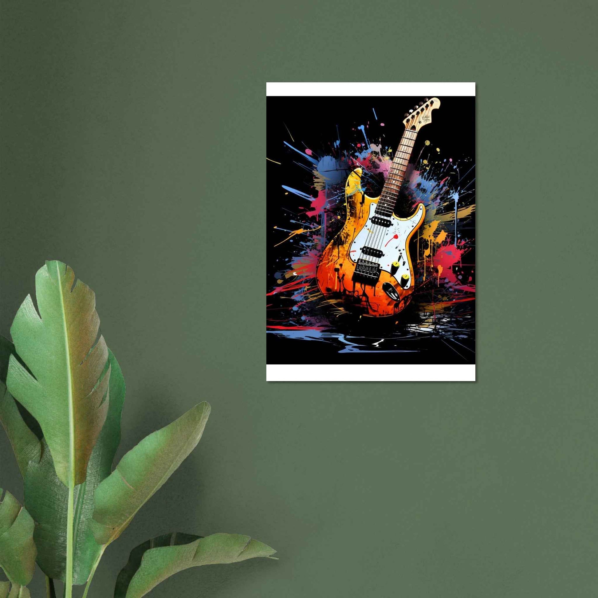 "Electric Splash" Poster – Vibrant Grunge Guitar Wall Art (Multiple Sizes Available)
