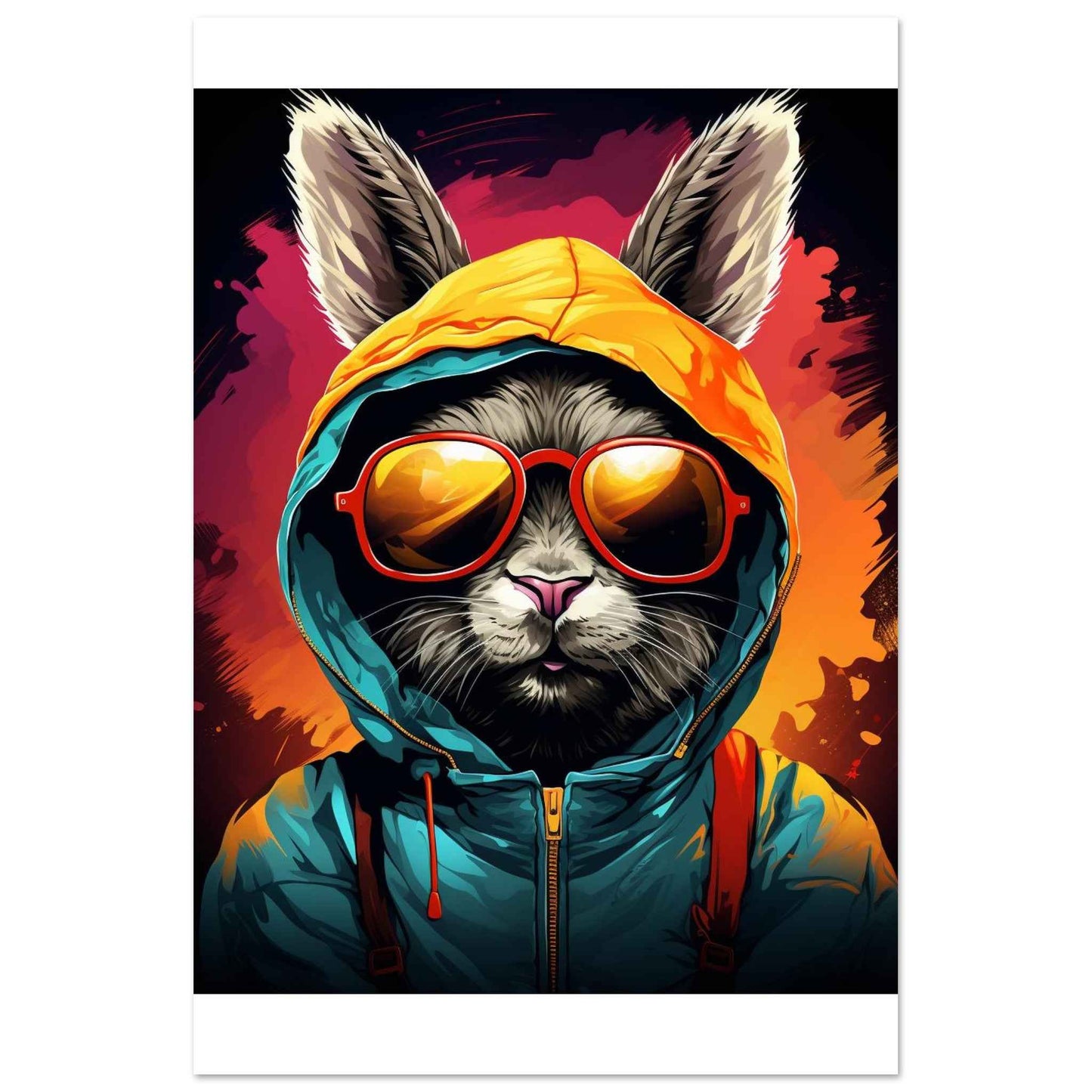 "Street Style Bunny" Poster – Vibrant Pop Art Wall Decor (Multiple Sizes Available)
