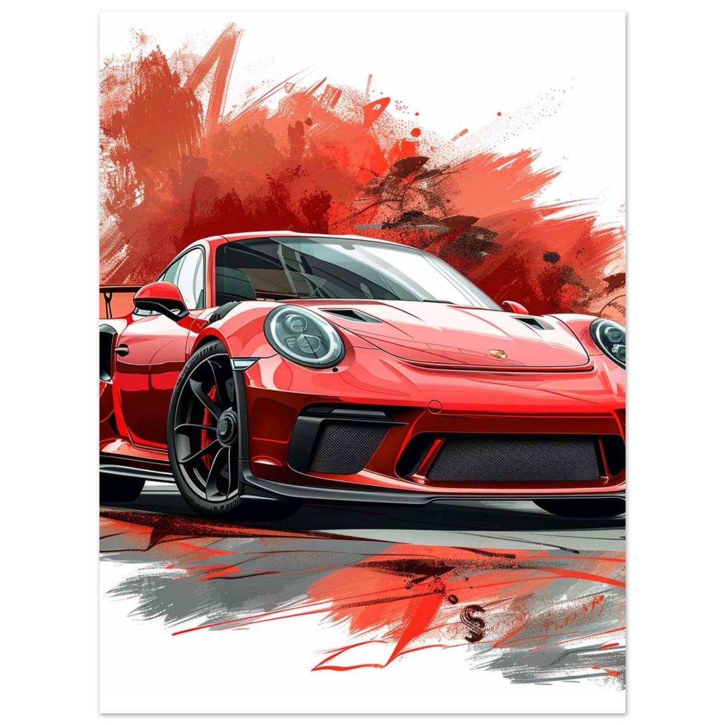 Red Sports Car Poster – Dynamic Automotive Art for the Modern Enthusiast (Multiple Sizes Available)