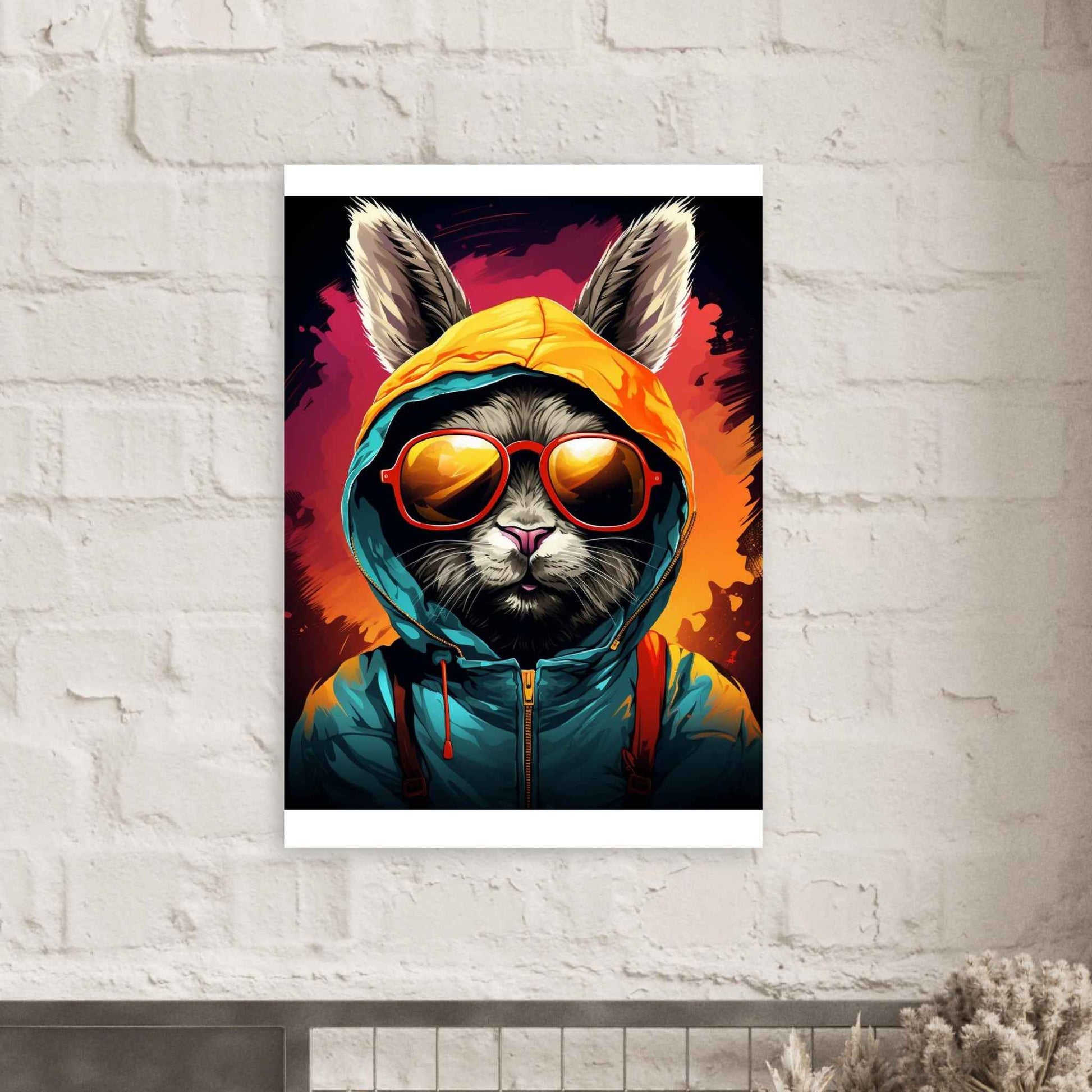 "Street Style Bunny" Poster – Vibrant Pop Art Wall Decor (Multiple Sizes Available)