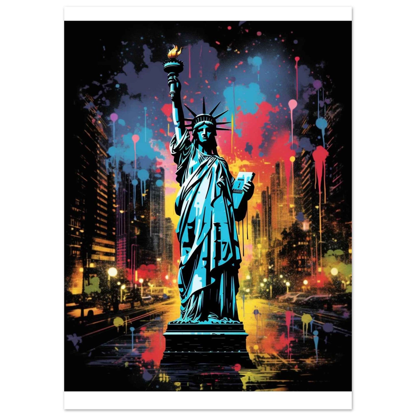 Liberty Graffiti Pop Art Poster – Vibrant Urban Street Style Wall Art (Multiple Sizes Available)