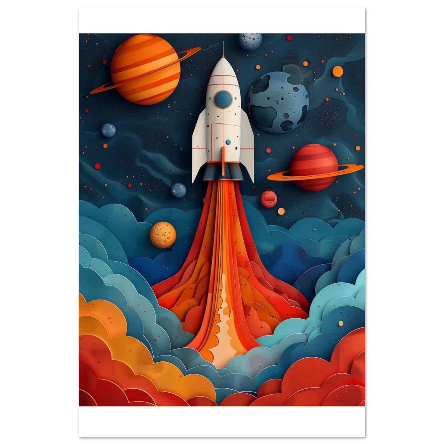 "Blast Off!" Poster – Whimsical Space Adventure Wall Art (Multiple Sizes Available)