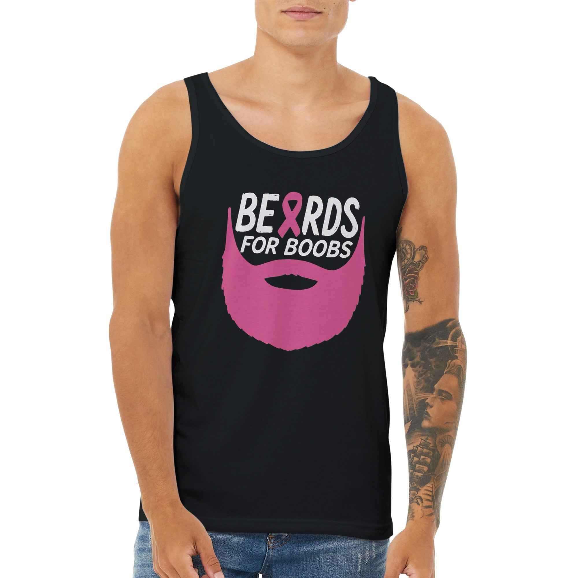 Beards for Boobs Awareness T-Shirt | Pink Ribbon Beard Tee | Breast Cancer Support Shirt