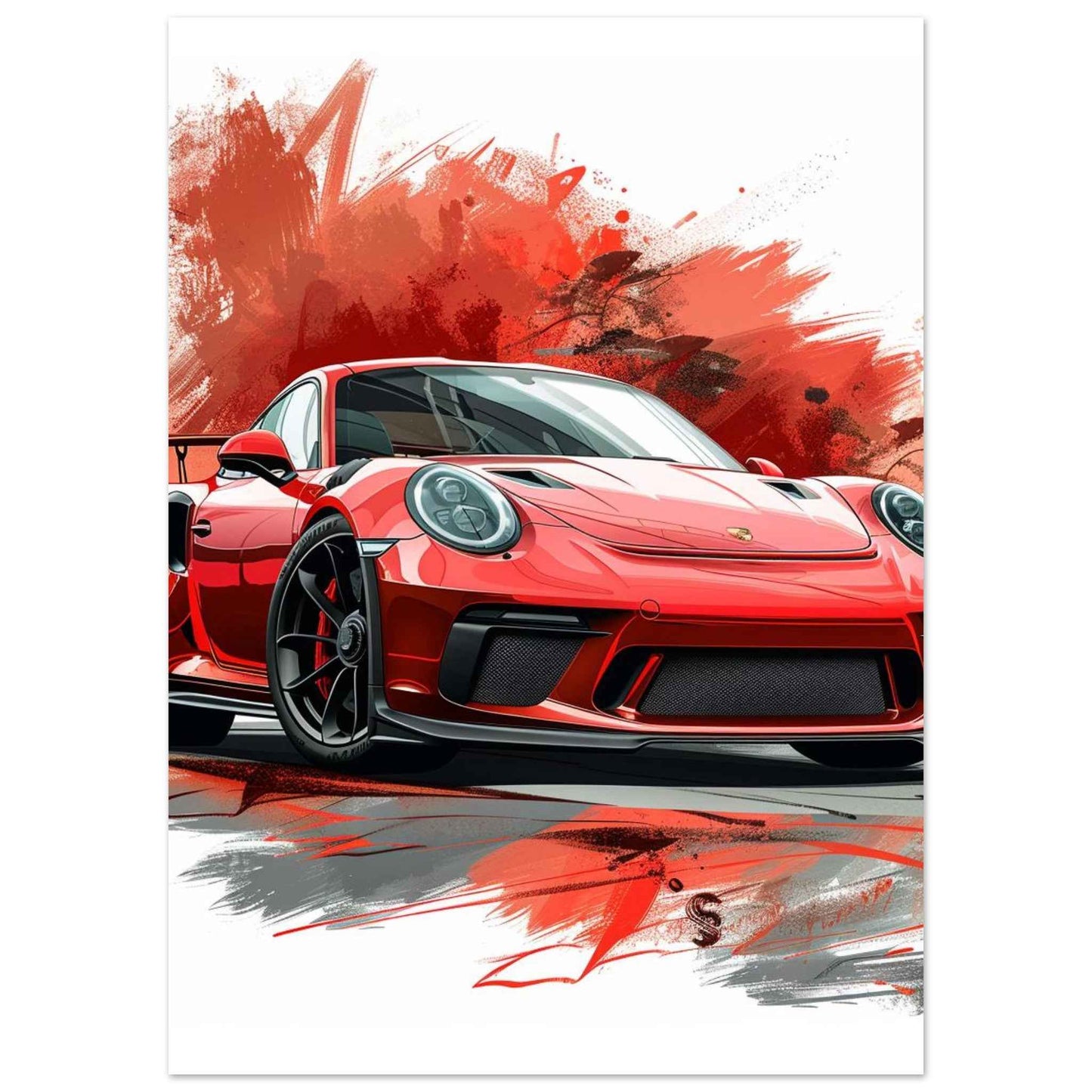 Red Sports Car Poster – Dynamic Automotive Art for the Modern Enthusiast (Multiple Sizes Available)