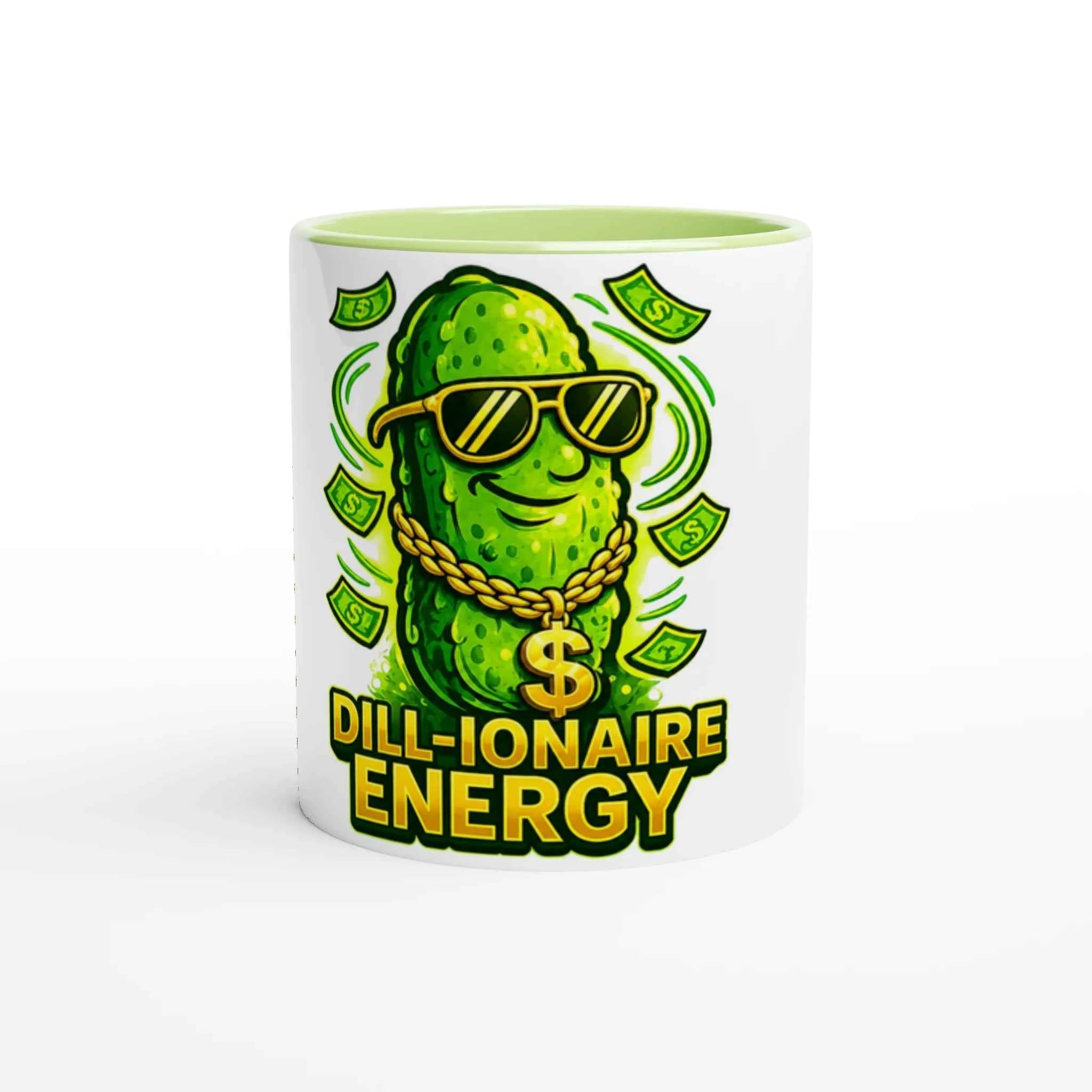 Dill-ionaire Energy Pickle 11oz Coffee Mug with Color Inside
