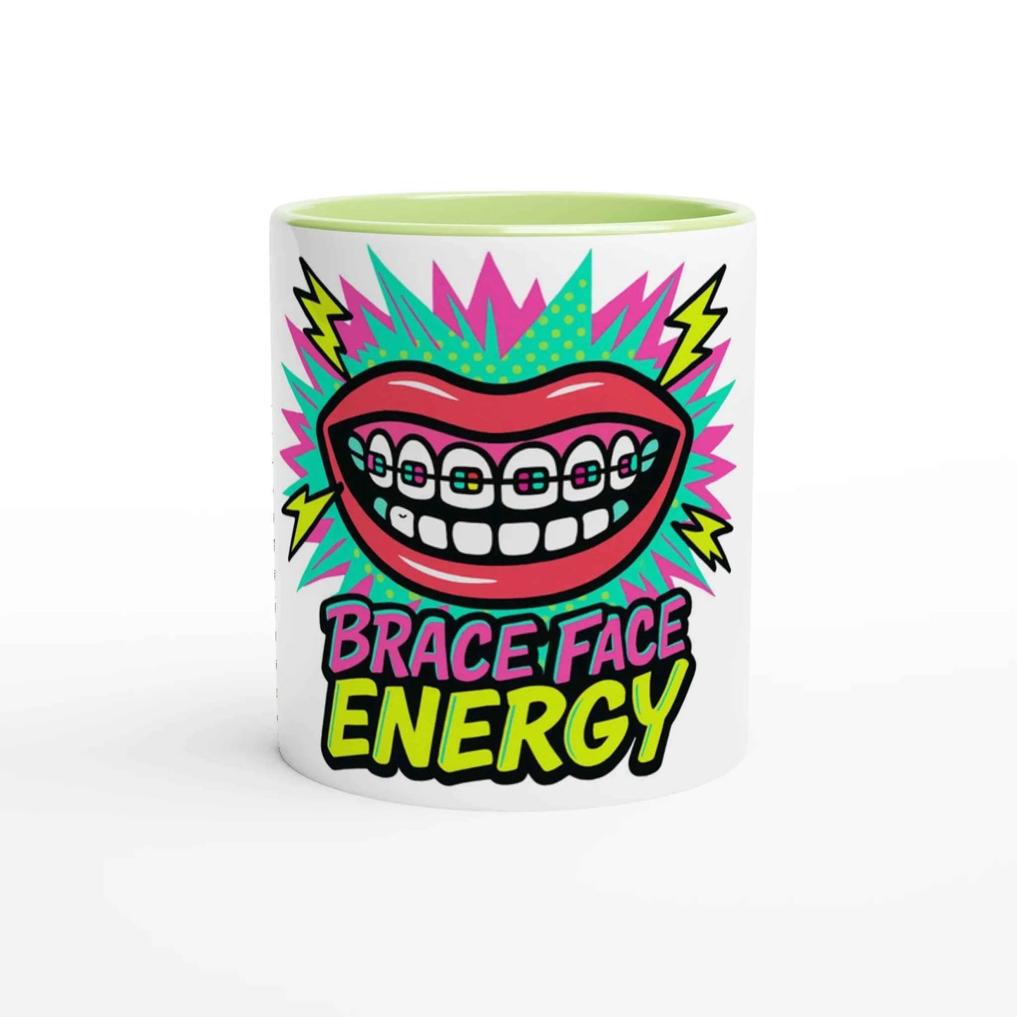 Brace Face Energy 11oz Coffee Mug with Color Inside