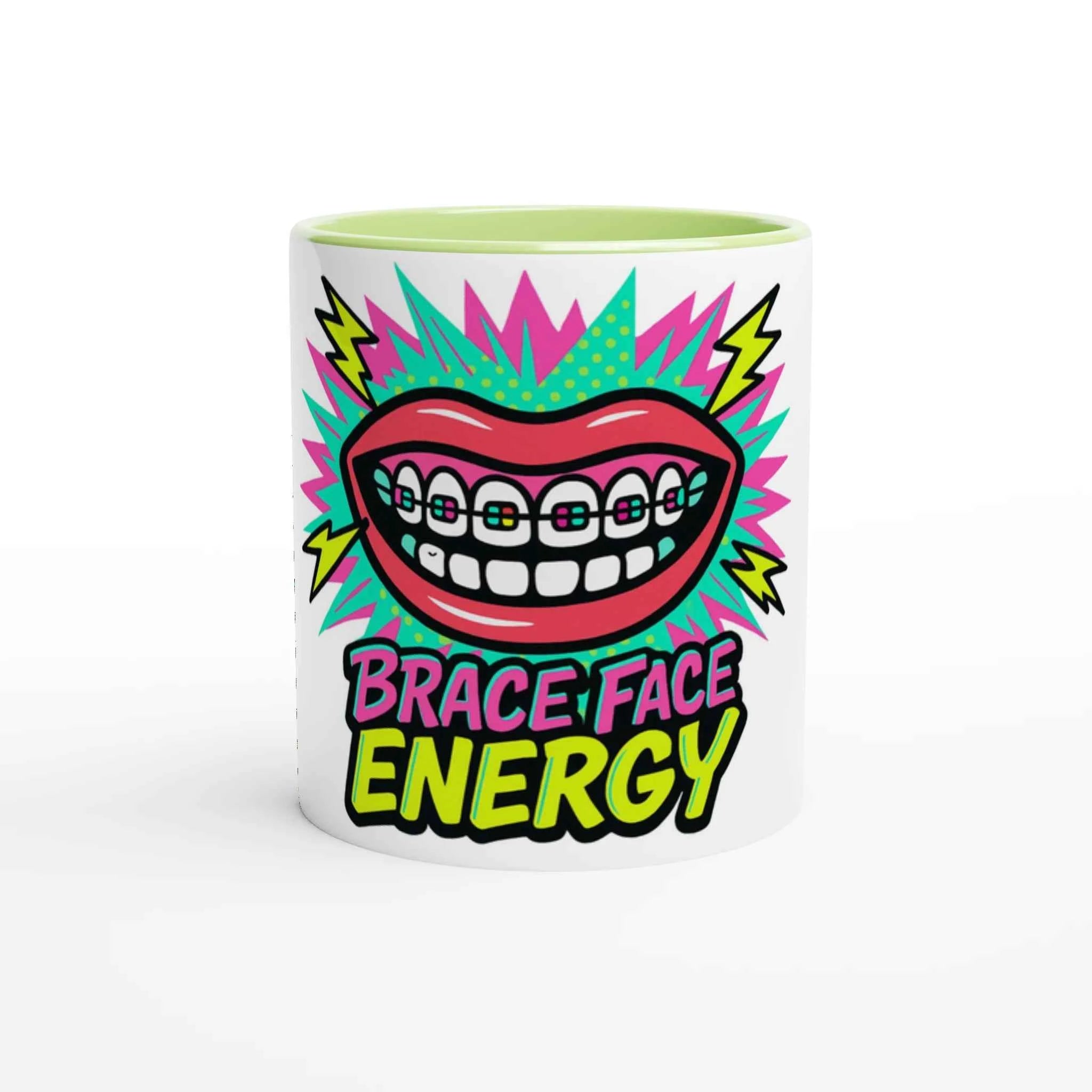 Brace Face Energy 11oz Coffee Mug with Color Inside