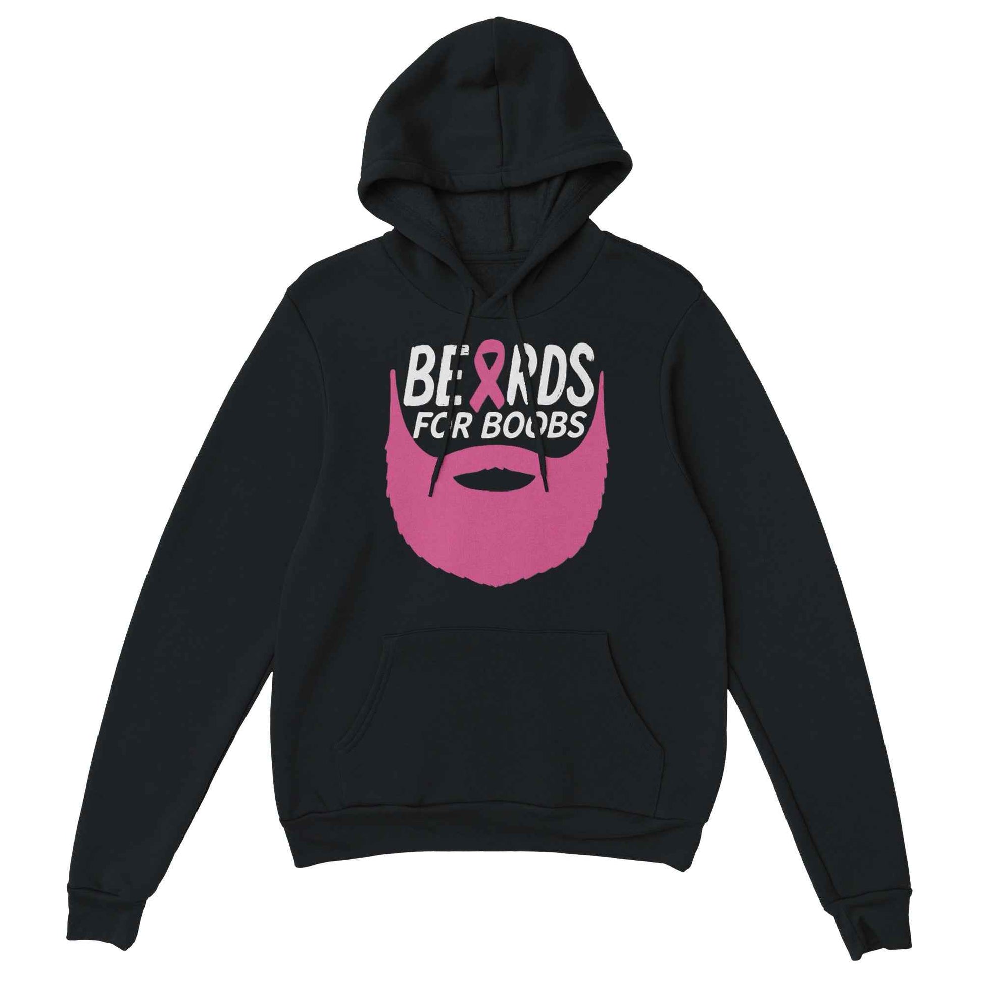Boobs Awareness Hoodie – Pink Ribbon Beard Breast Cancer Support Hoodie - F4 Custom Prints