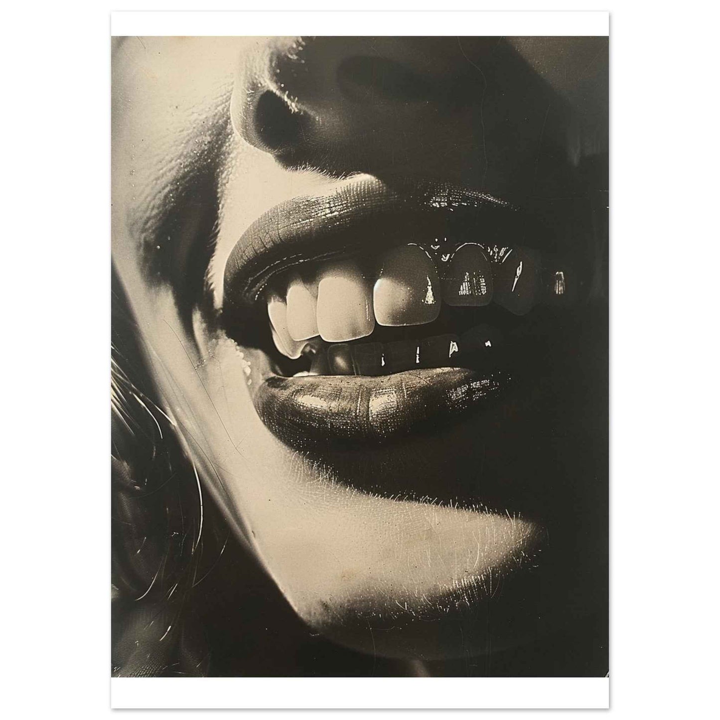 "The Smile" Poster – Captivating Noir Glamour Wall Art (Multiple Sizes Available)