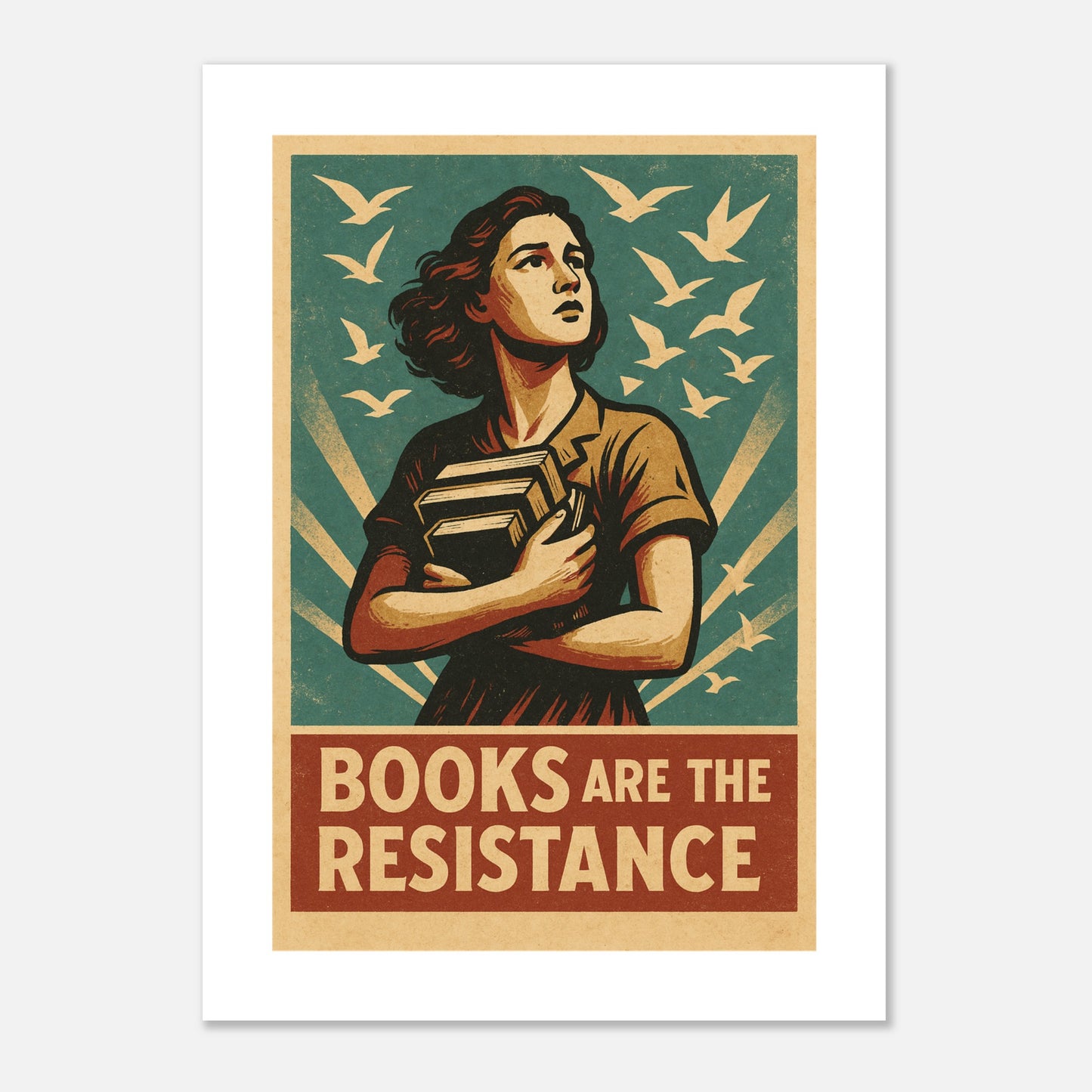 Books Are The Resistance Poster – Vintage Activist Wall Art - F4 Custom Prints