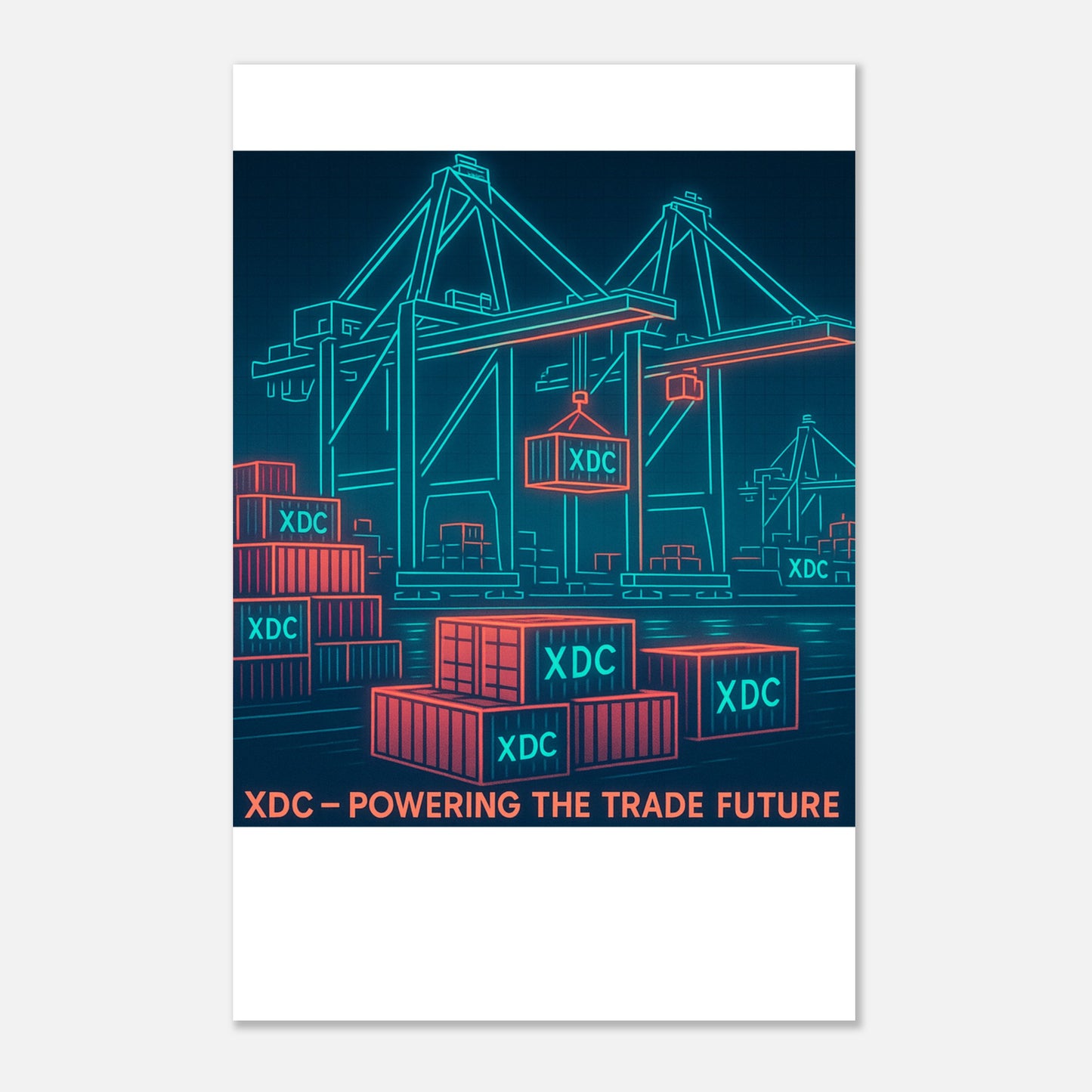 XDC Powering Trade Future Poster – Neon Tech Crypto Wall Art - F4 Custom Prints