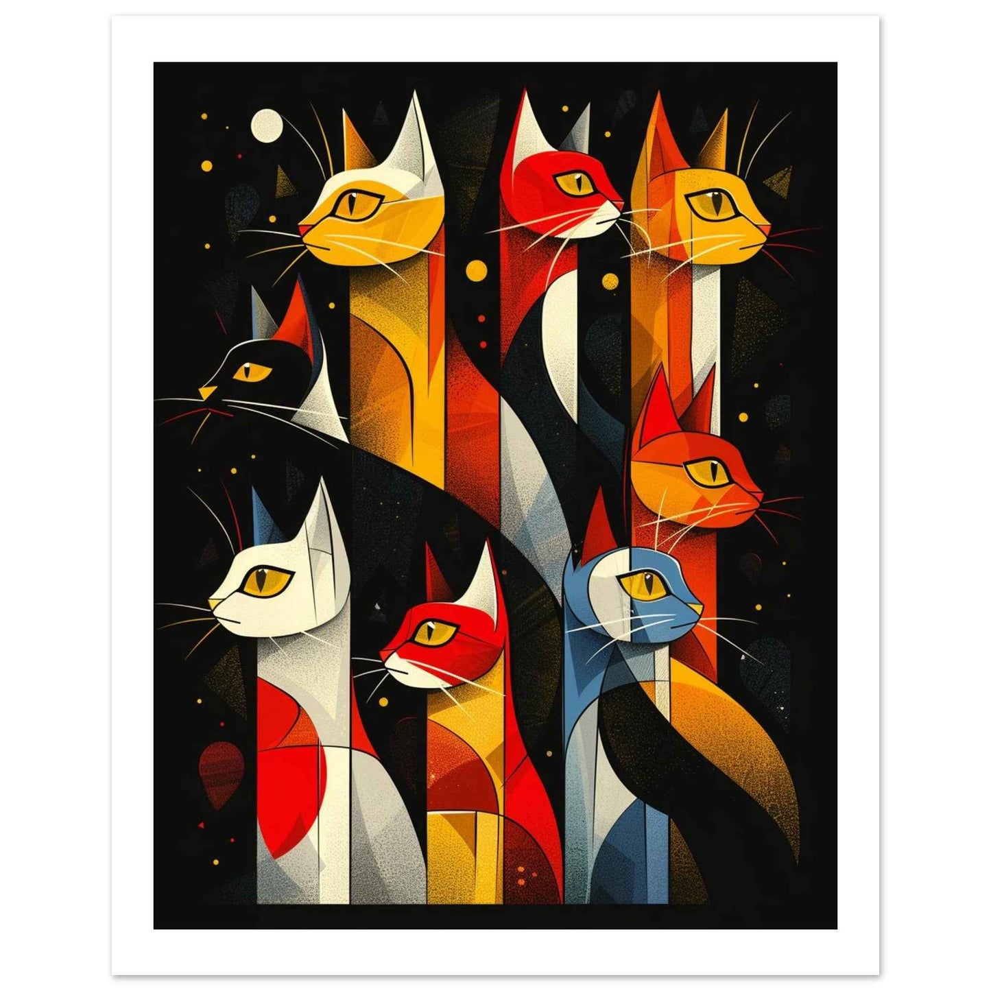 "Abstract Felines" Poster – Modern Pop Art Wall Decor (Multiple Sizes Available)