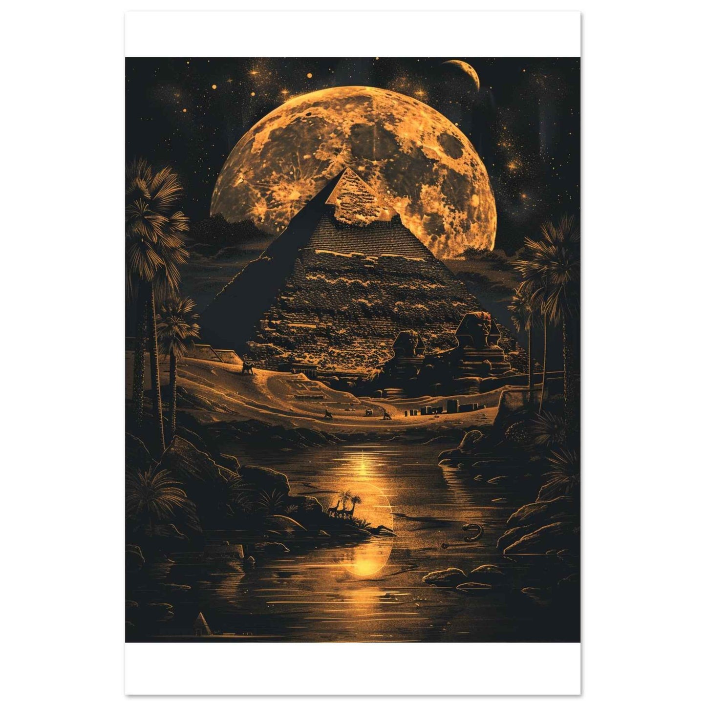 "Desert Moon Pyramid" Poster – Mystical Egyptian Wall Art (Multiple Sizes Available)