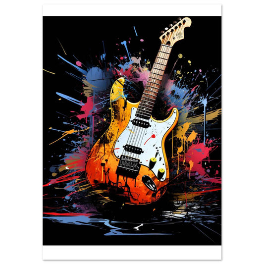 "Electric Splash" Poster – Vibrant Grunge Guitar Wall Art (Multiple Sizes Available)