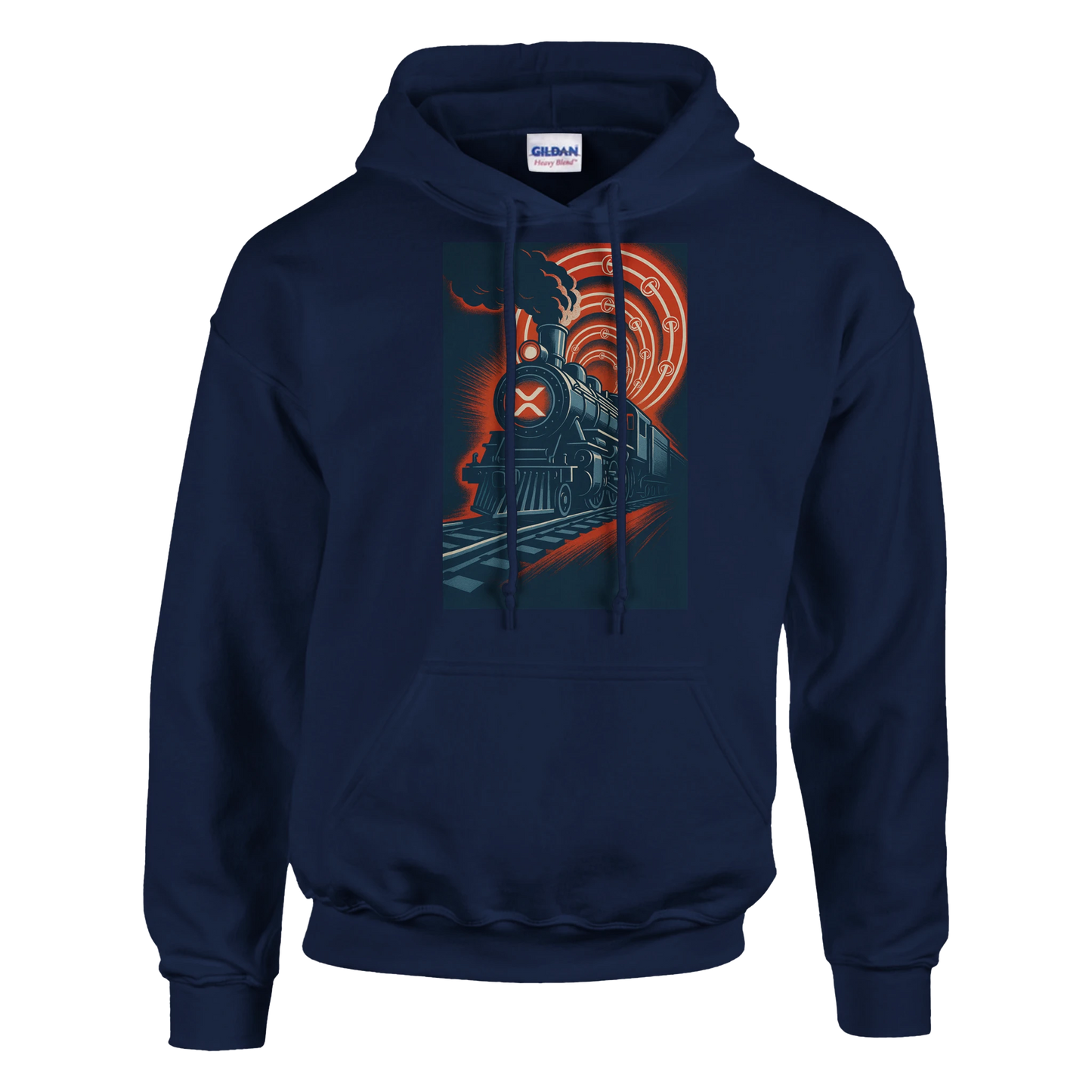 XRP Express Hoodie – Vintage Crypto Train Design - F4 Custom Prints