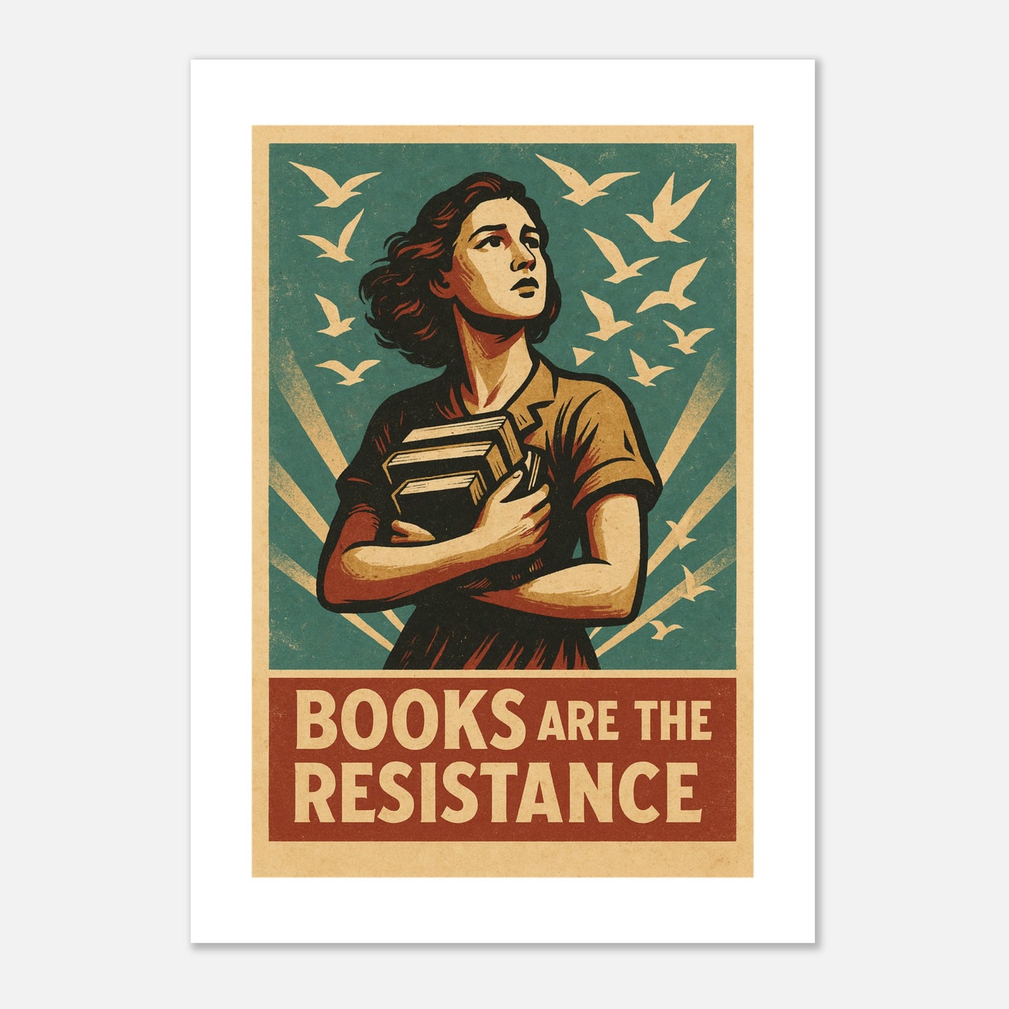 Books Are The Resistance Poster – Vintage Activist Wall Art - F4 Custom Prints