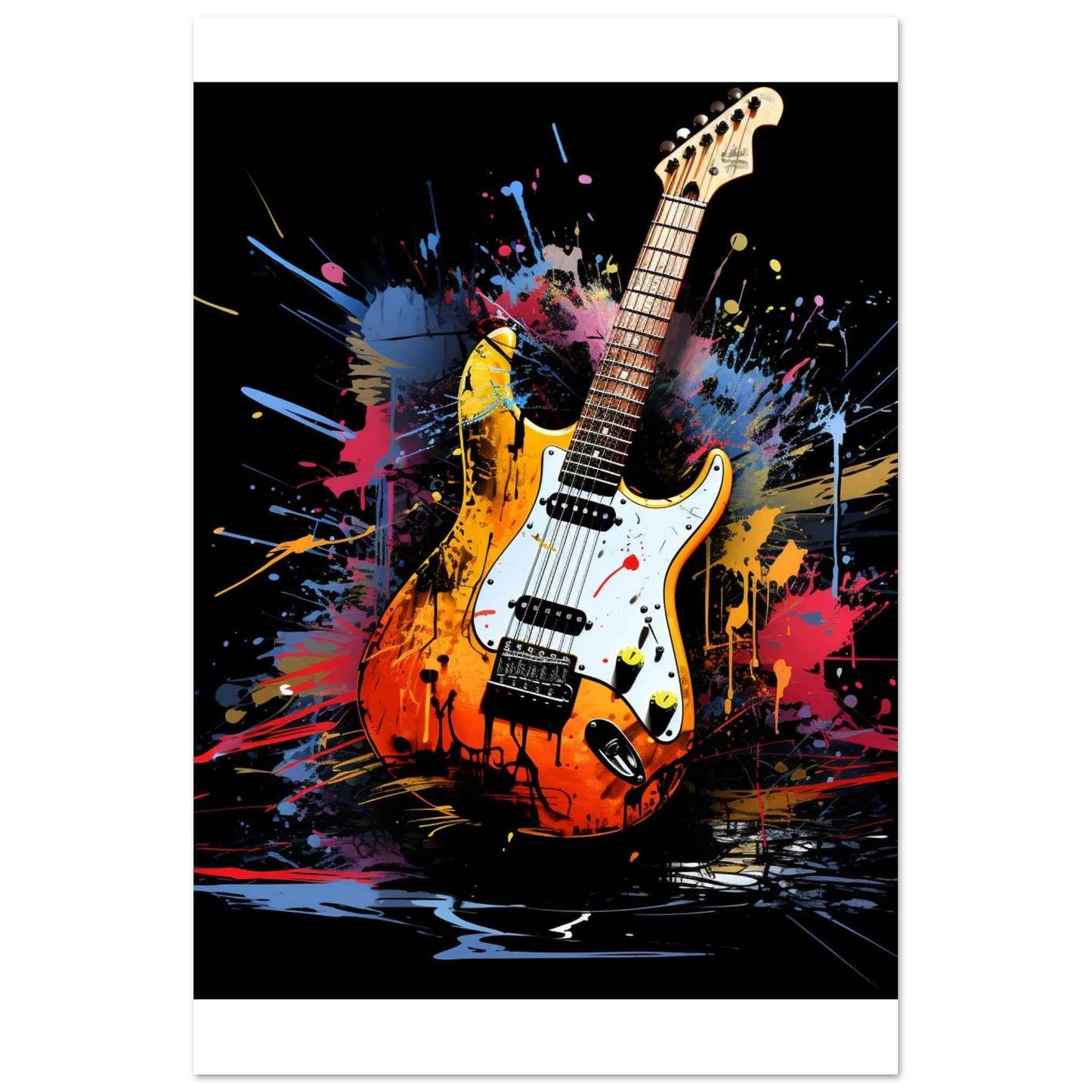 "Electric Splash" Poster – Vibrant Grunge Guitar Wall Art (Multiple Sizes Available)