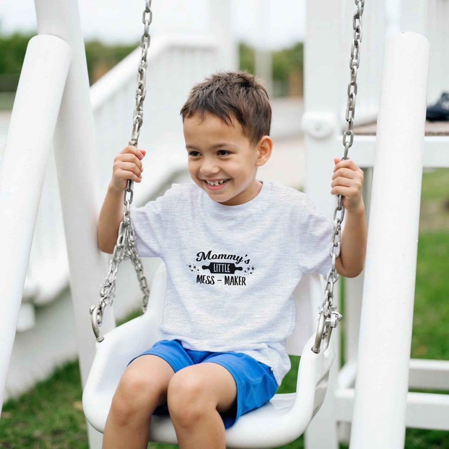 Abstract Waves Kids T-Shirt – Dynamic Motion Design in Vibrant Hues