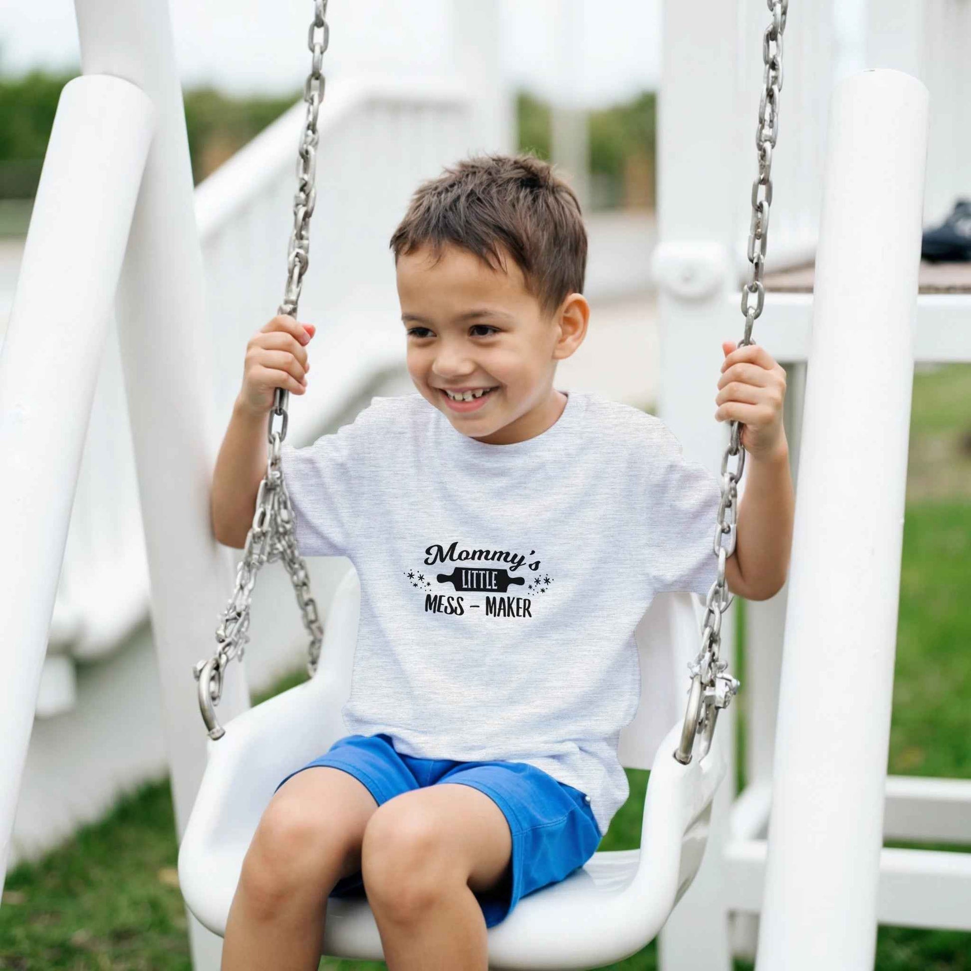 Abstract Waves Kids T-Shirt – Dynamic Motion Design in Vibrant Hues