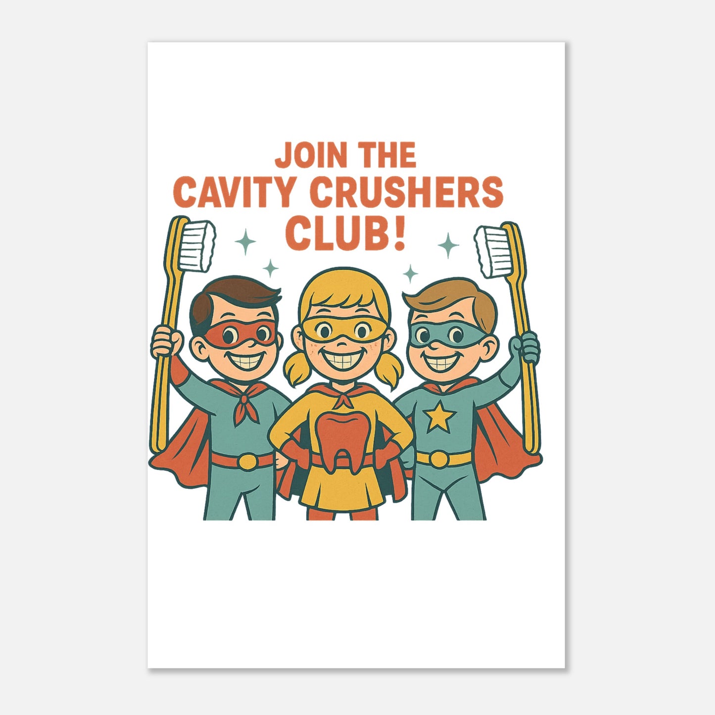 Cavity Crushers Club Poster – Dental Superhero Wall Art - F4 Custom Prints