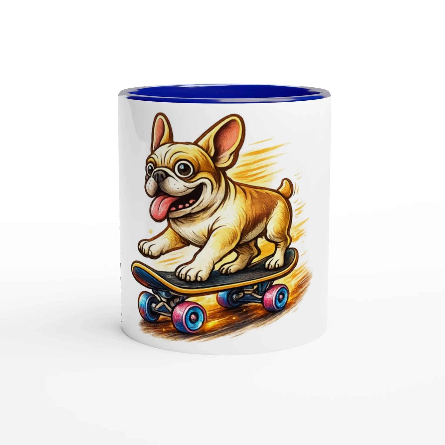 Skater Frenchie 11oz Coffee Mug with Color Inside