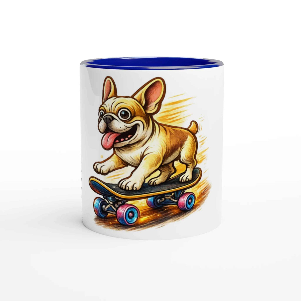 Skater Frenchie 11oz Coffee Mug with Color Inside