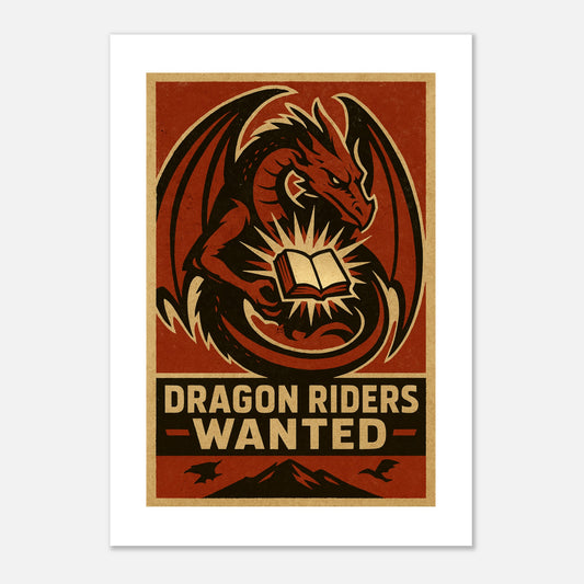 Dragon Riders Wanted Forth Wing Poster – Vintage Fantasy Wall Art Print - F4 Custom Prints